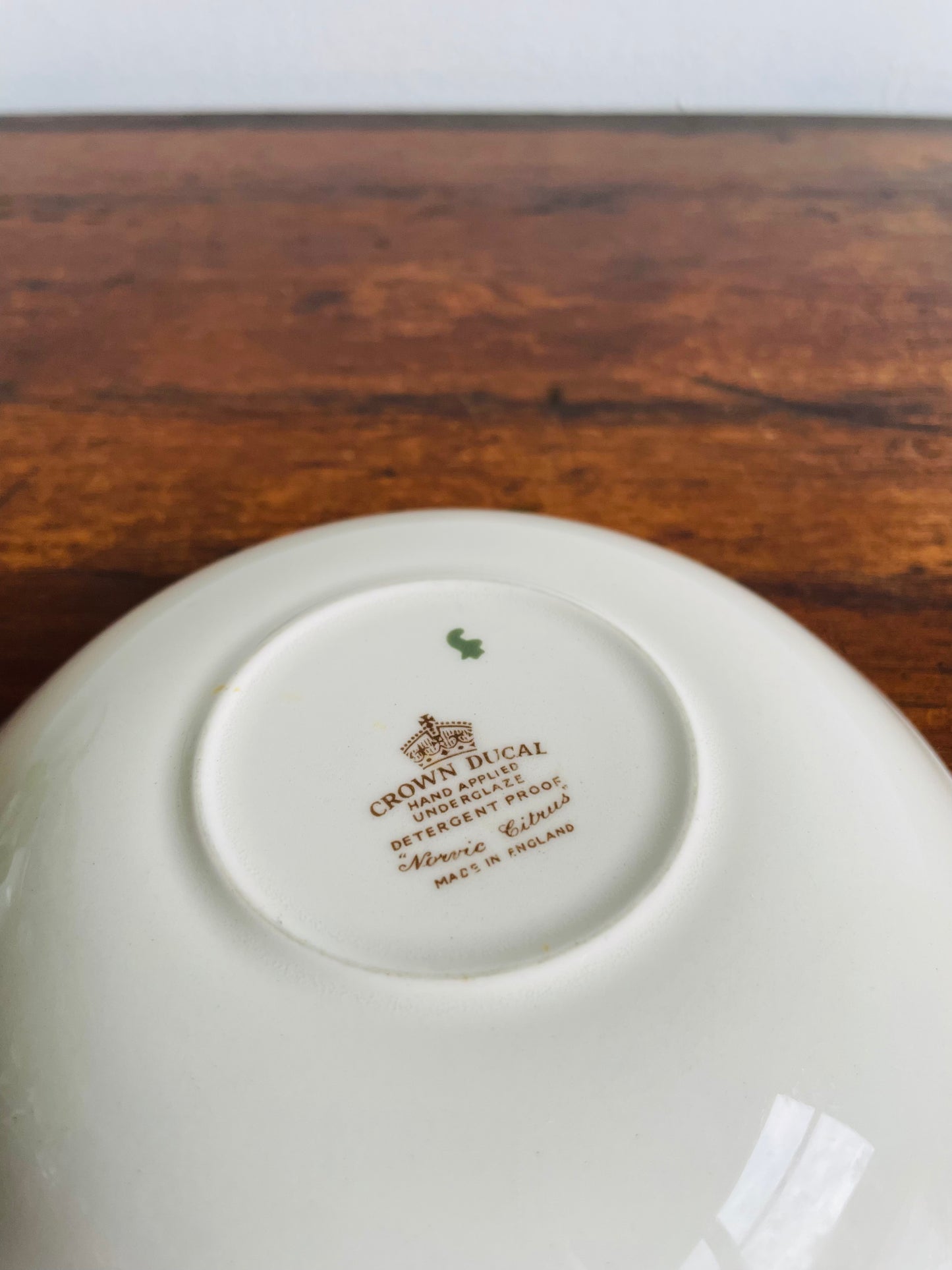 Crown Ducal Norvic Citrus Pattern Shallow Bowl Trinket Dish with Fruit Design - Made in England