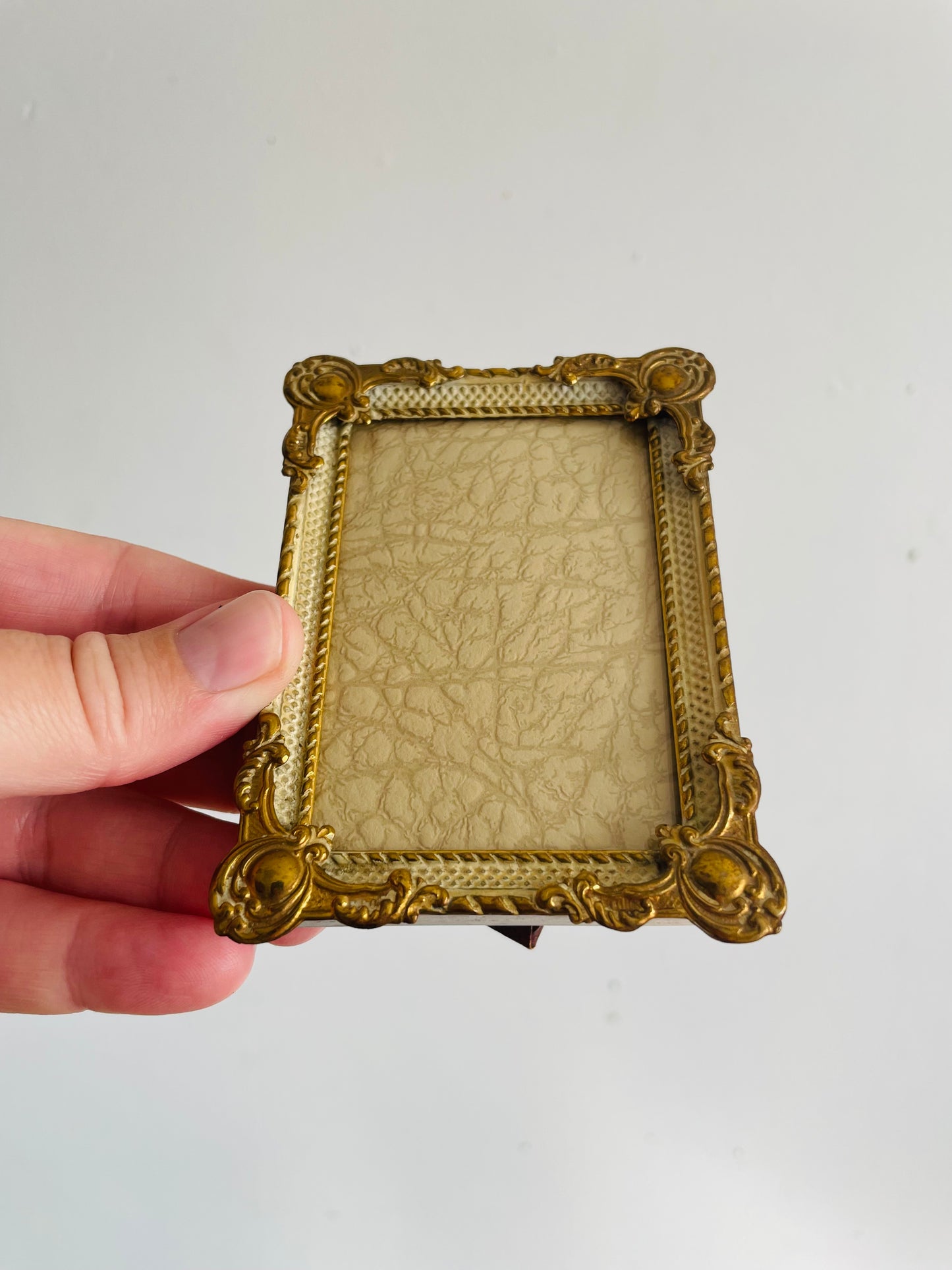 Vintage Collection of Brass Picture Frames with Easel Backs - Set of 4 - One Also Has Hook for Hanging