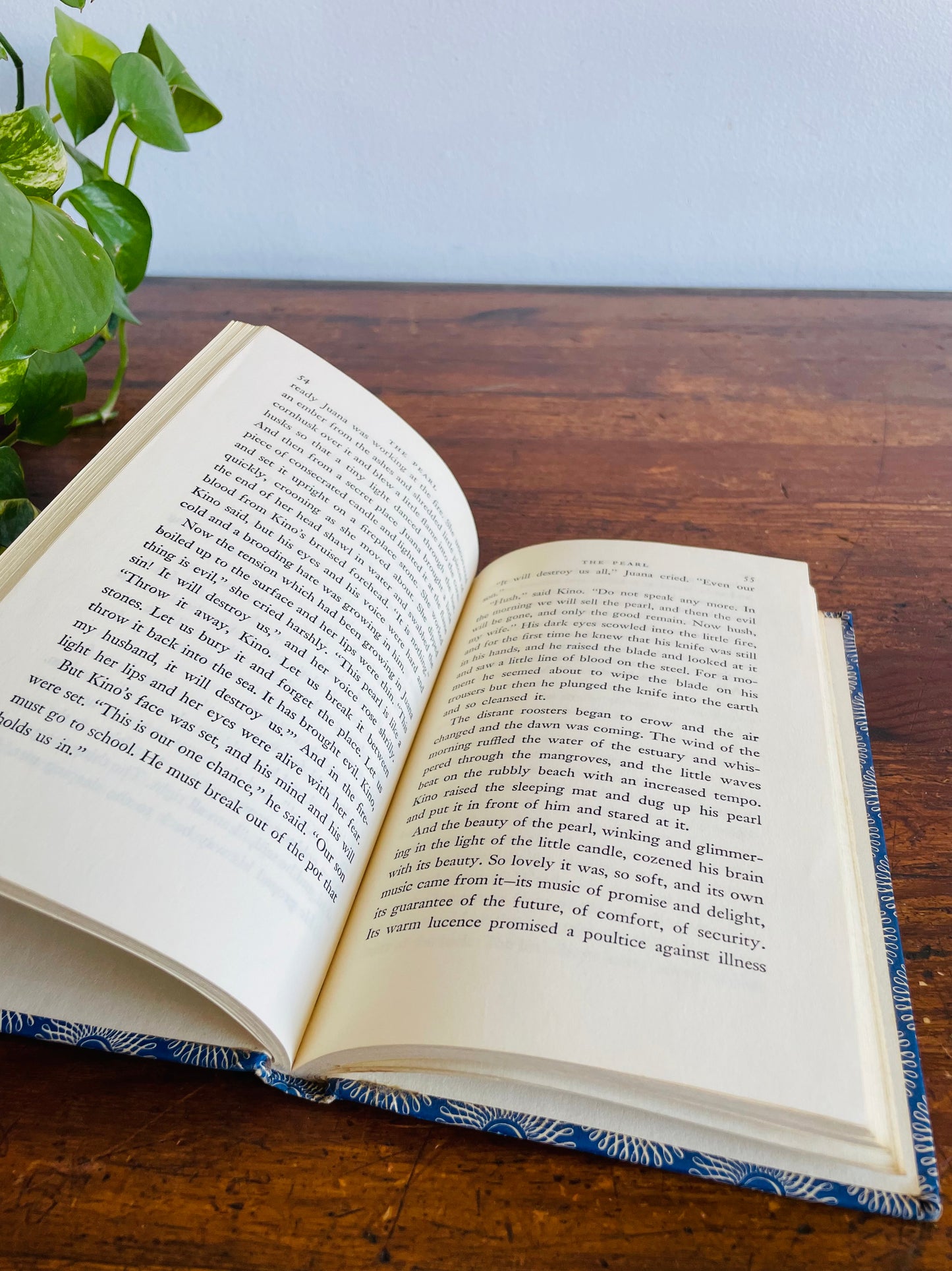 MacMillan Blue Hardcover Book Bundle - The Pearl by John Steinbeck (1958), Two Solitudes by Hugh MacLennan (1951), & The Mayor of Casterbridge by Thomas Hardy (1962)