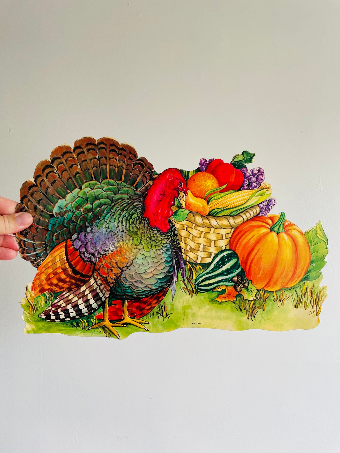 Vintage Thanksgiving Cardboard Cutout - Turkey with Bountiful Harvest # 2