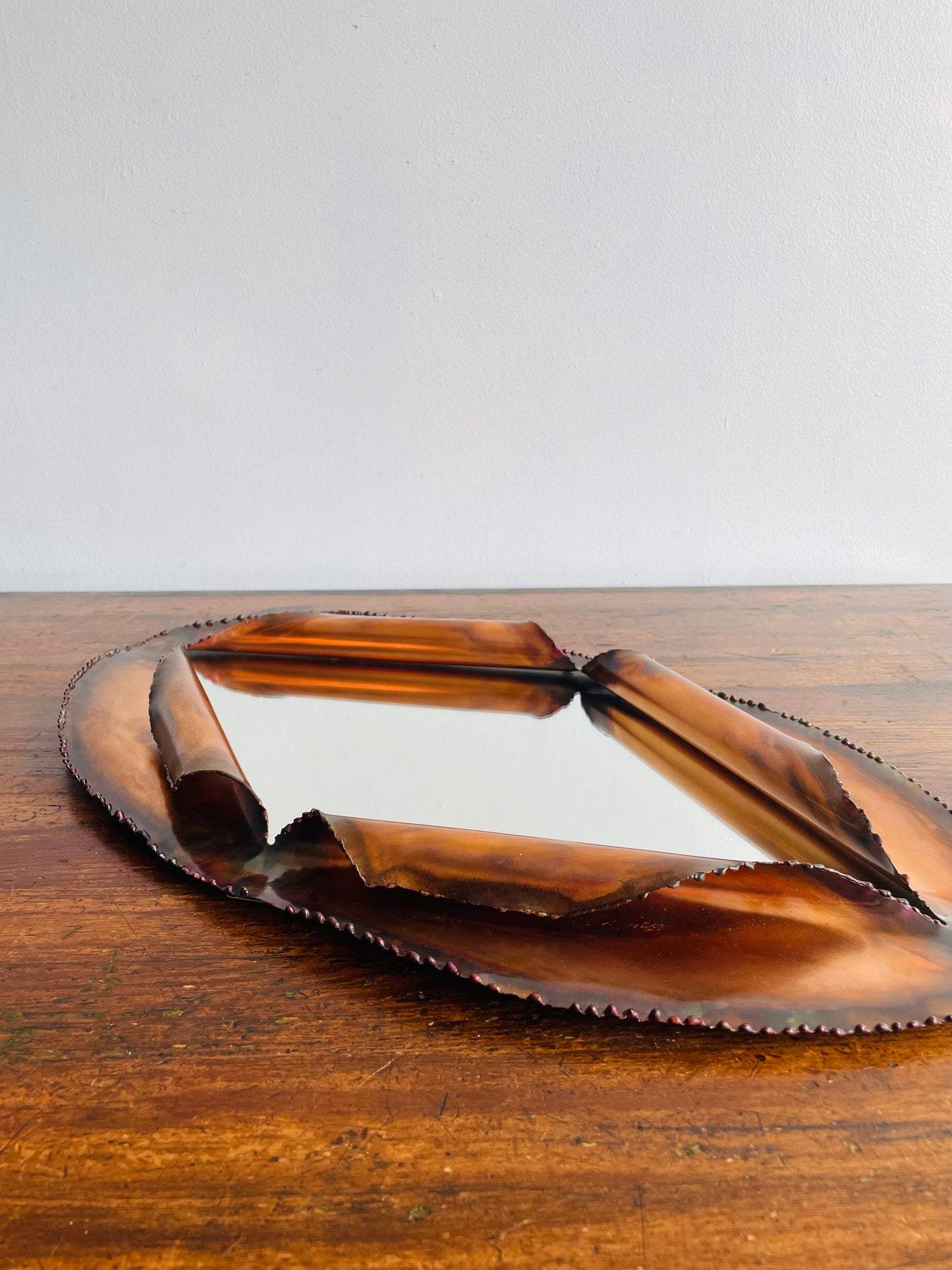 Brutalist Style Wall Mount Copper Mirror