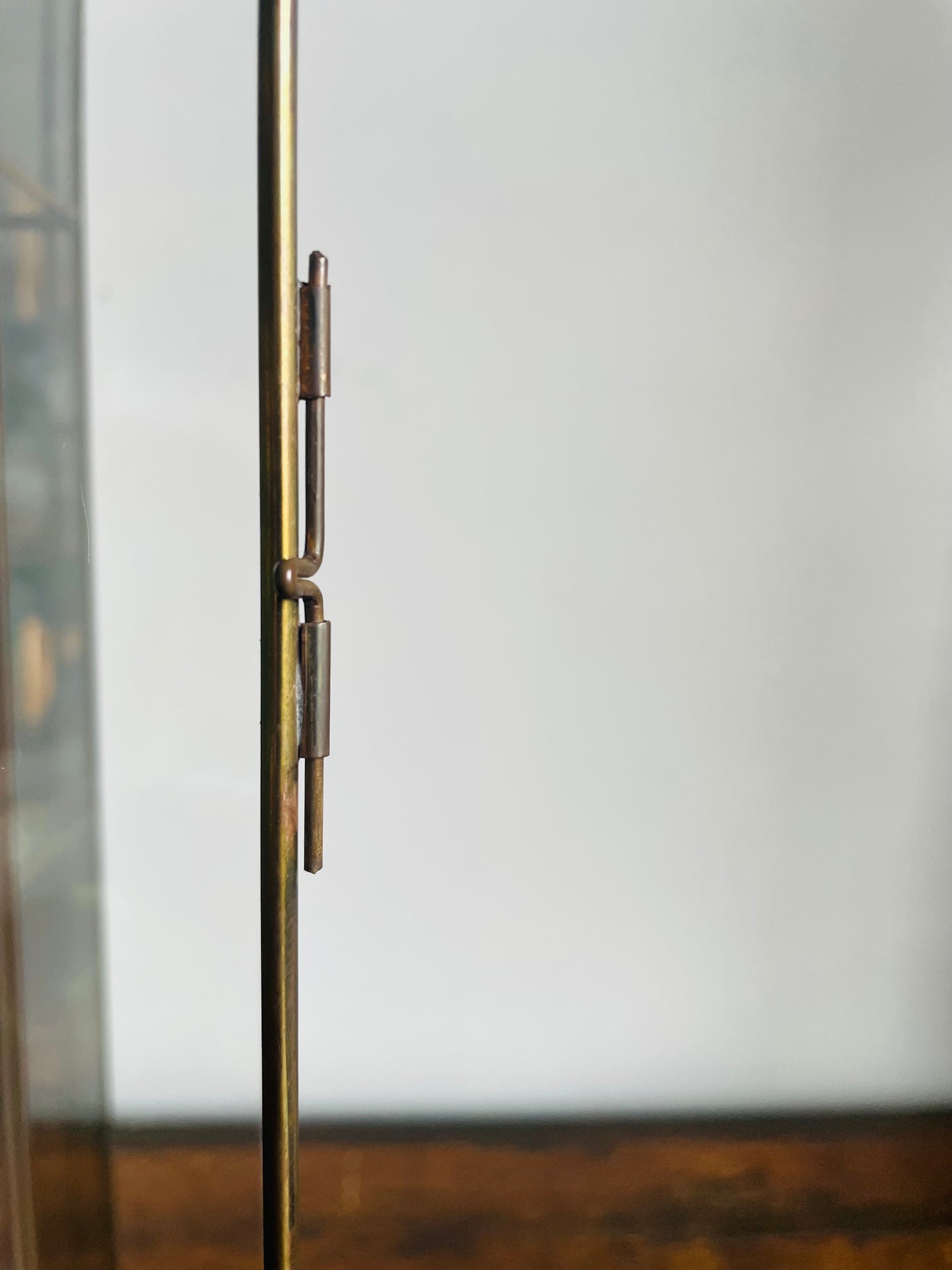 Vintage 19" Tall Brass & Mirrored Glass Curio Shelf Cabinet - Can Stand or Hang