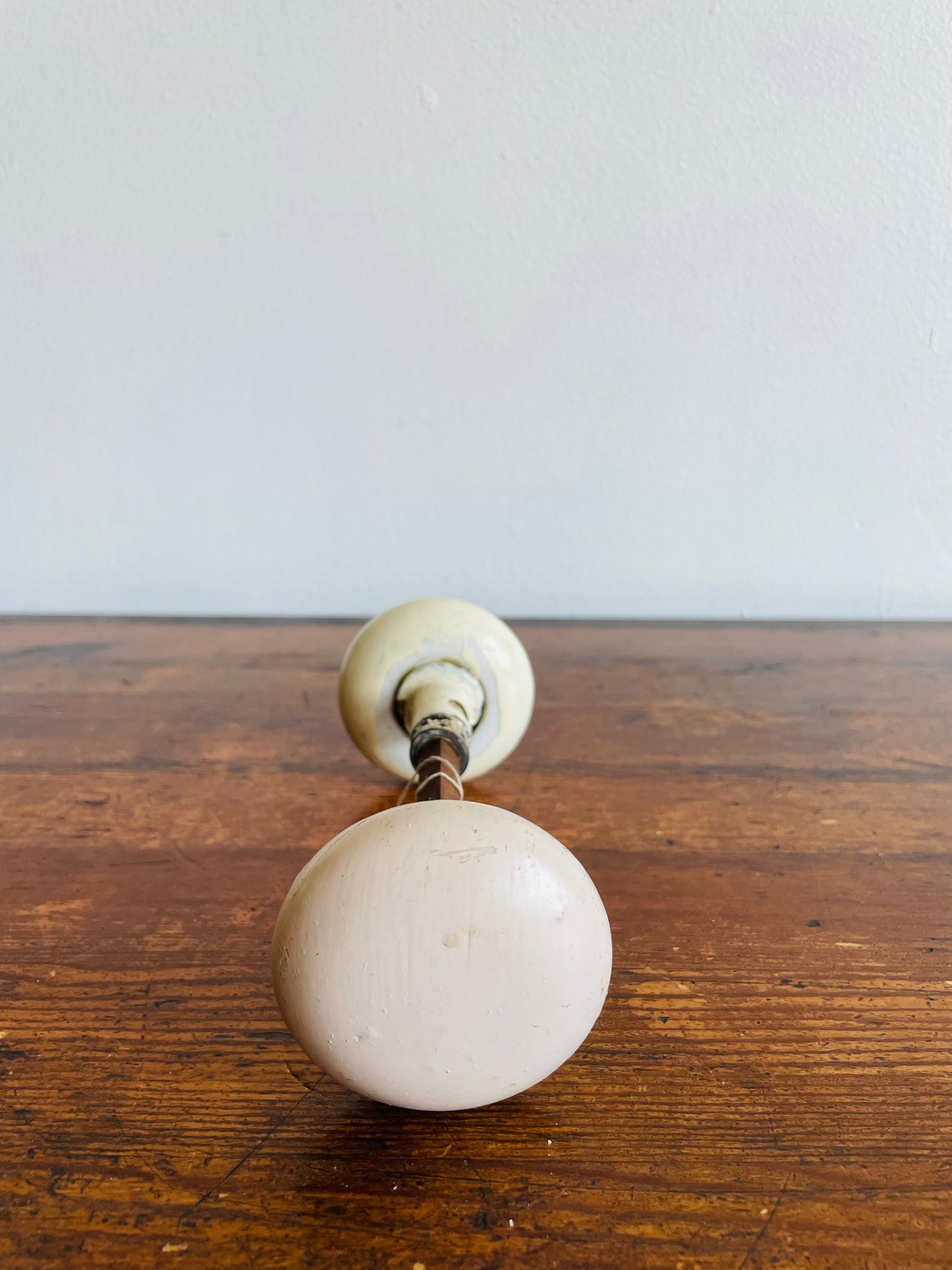 White Porcelain Door Knob Set with Connecting Spindle Shaft #2