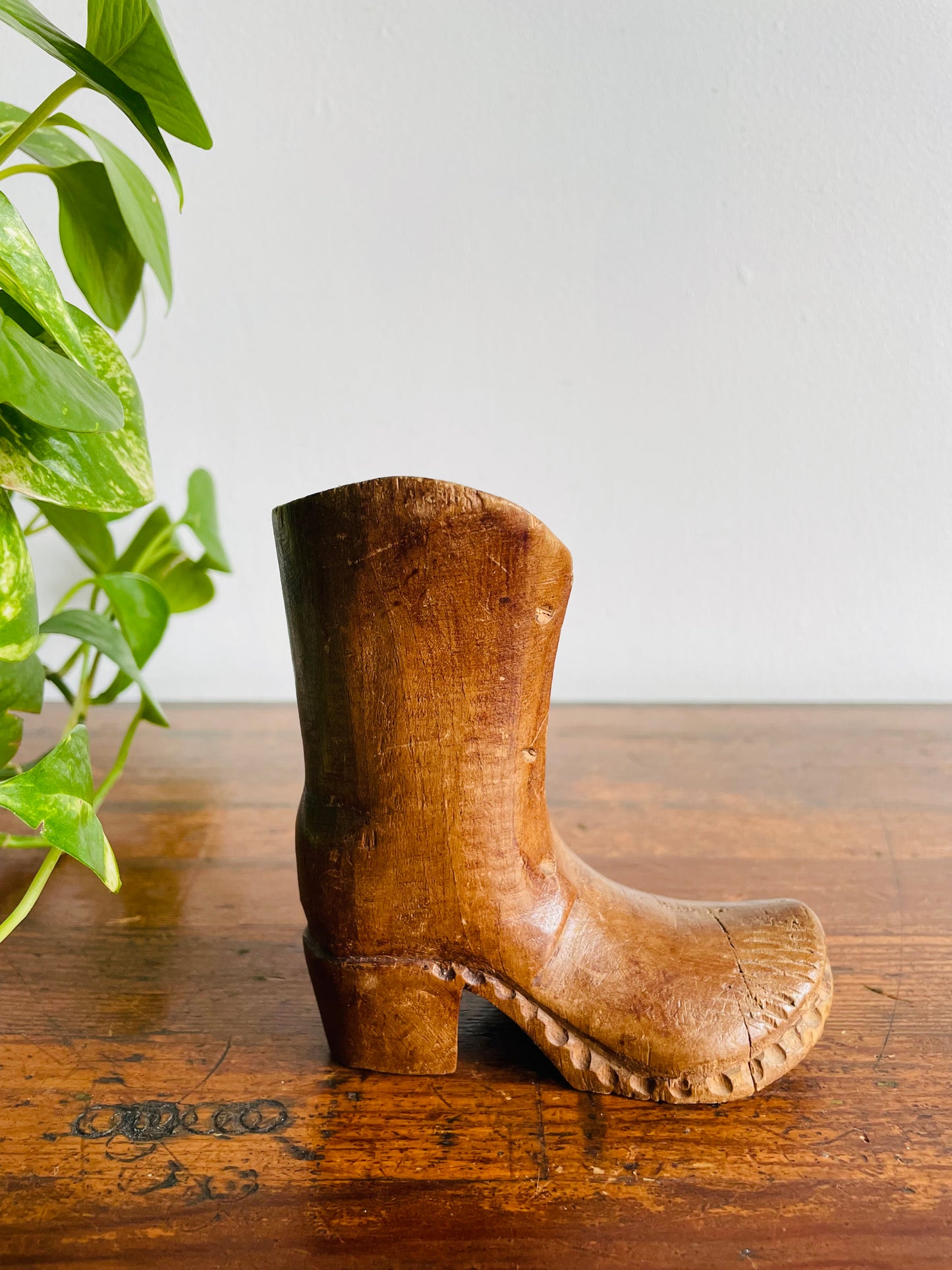 Handmade Wooden Boot Shoe - Carved From a Single Piece of Wood!
