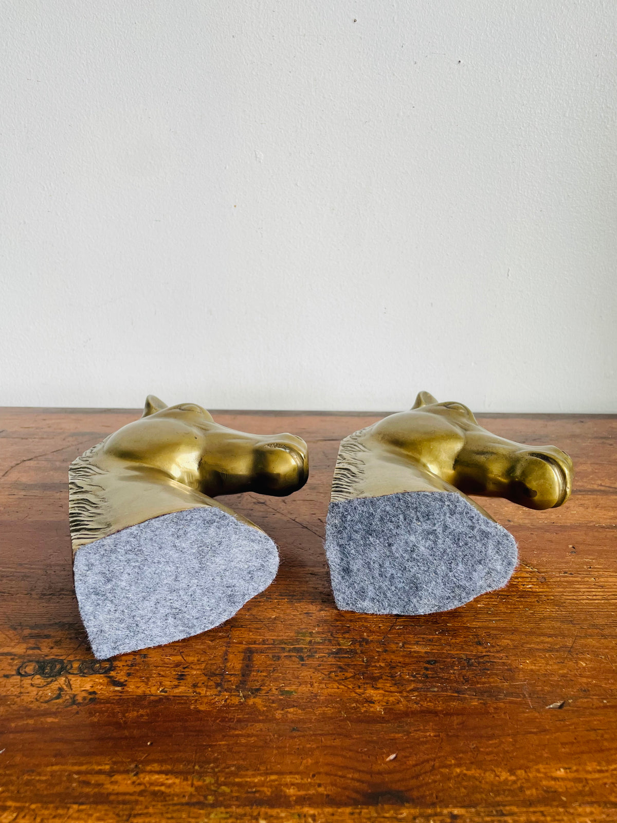Vintage Very Solid & Heavy Brass Horse Head Bookends - Equestrian Decor - Set of 2