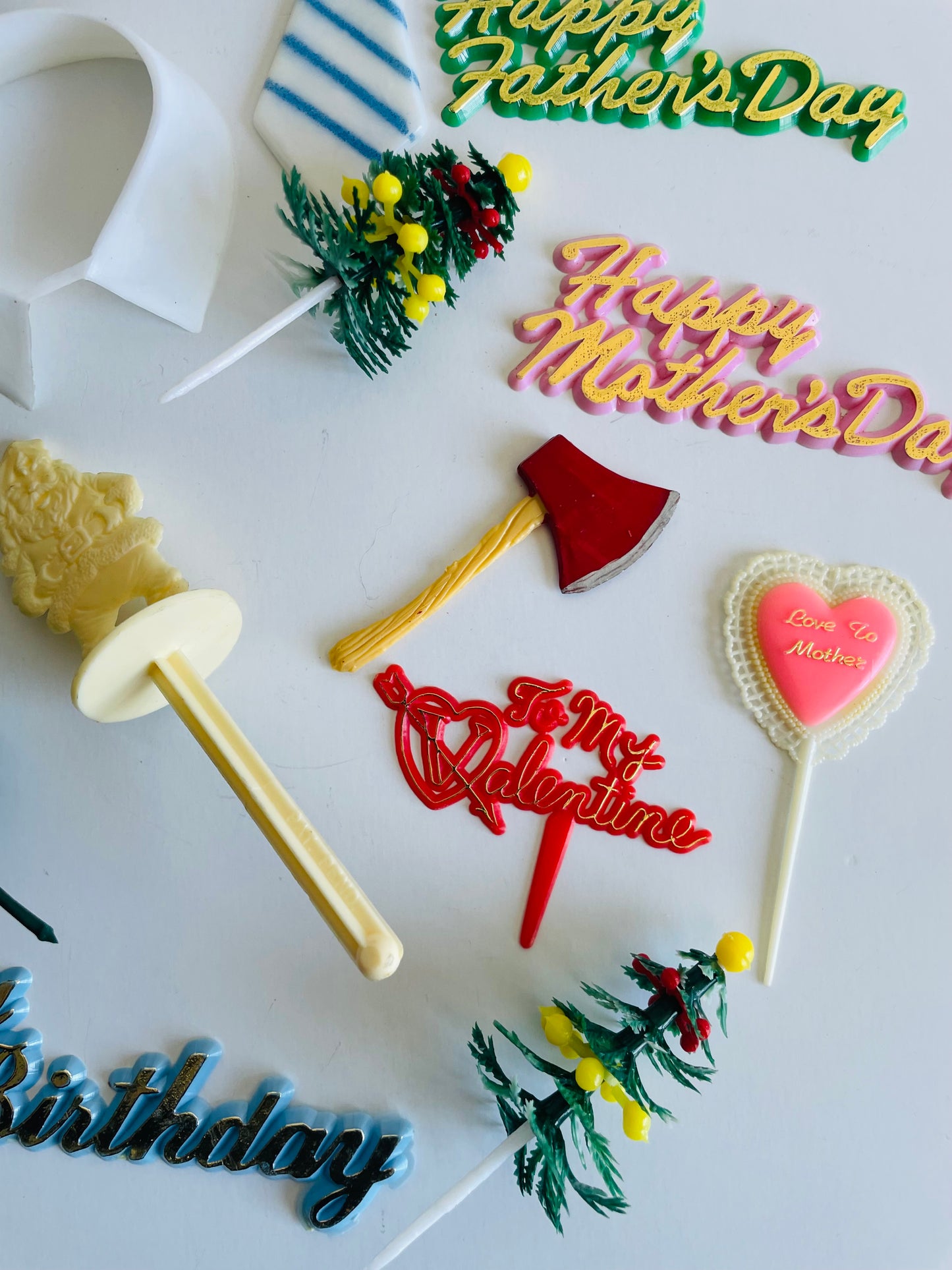 Vintage Cake Topper Decoration Bundle - Set of 19 Pieces for a Variety of Holidays & Occasions