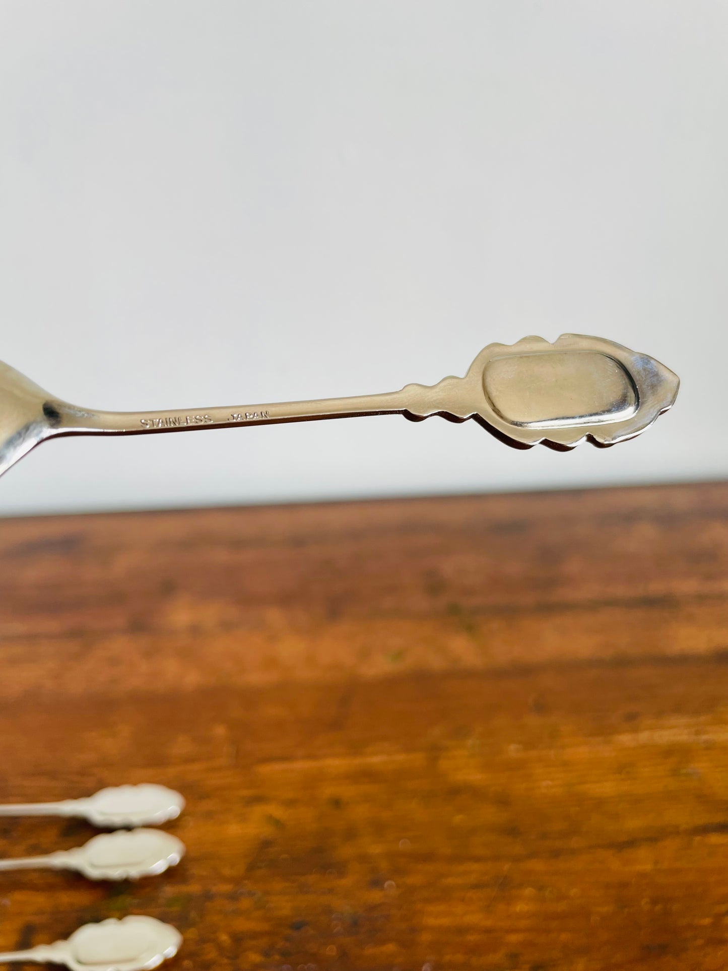 Vintage Collection of Demitasse Mini Stainless Steel Flower Spoons - Set of 6 - Made in Japan