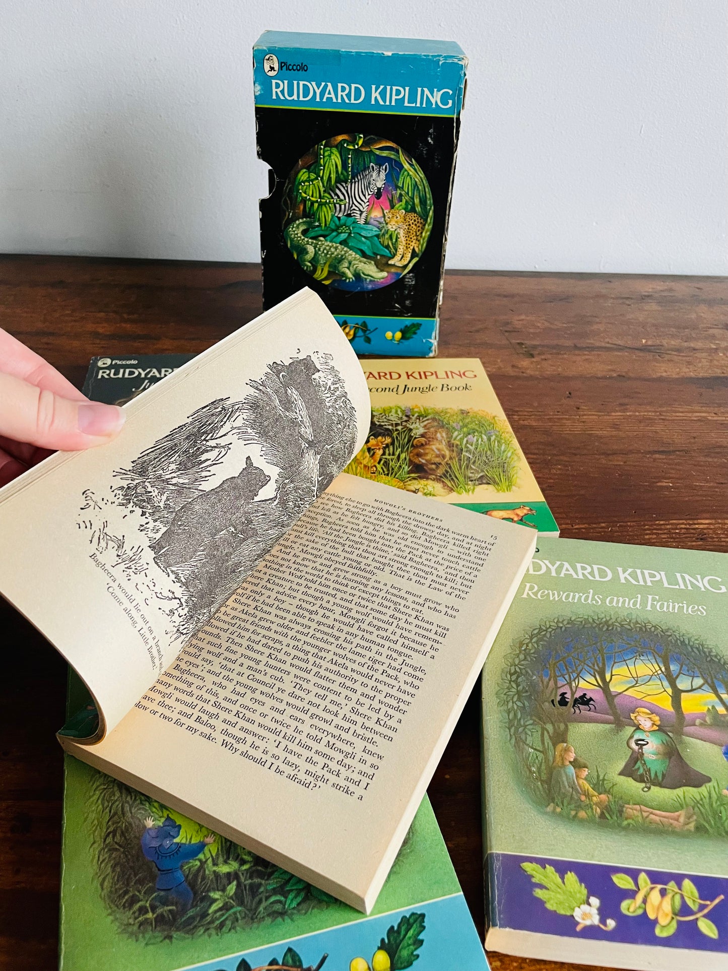 Rudyard Kipling Paperbook Book Box Set - The Jungle Book, The Second Jungle Book, Just So Stories, Puck of Pook's Hill & Rewards and Fairies (1975)