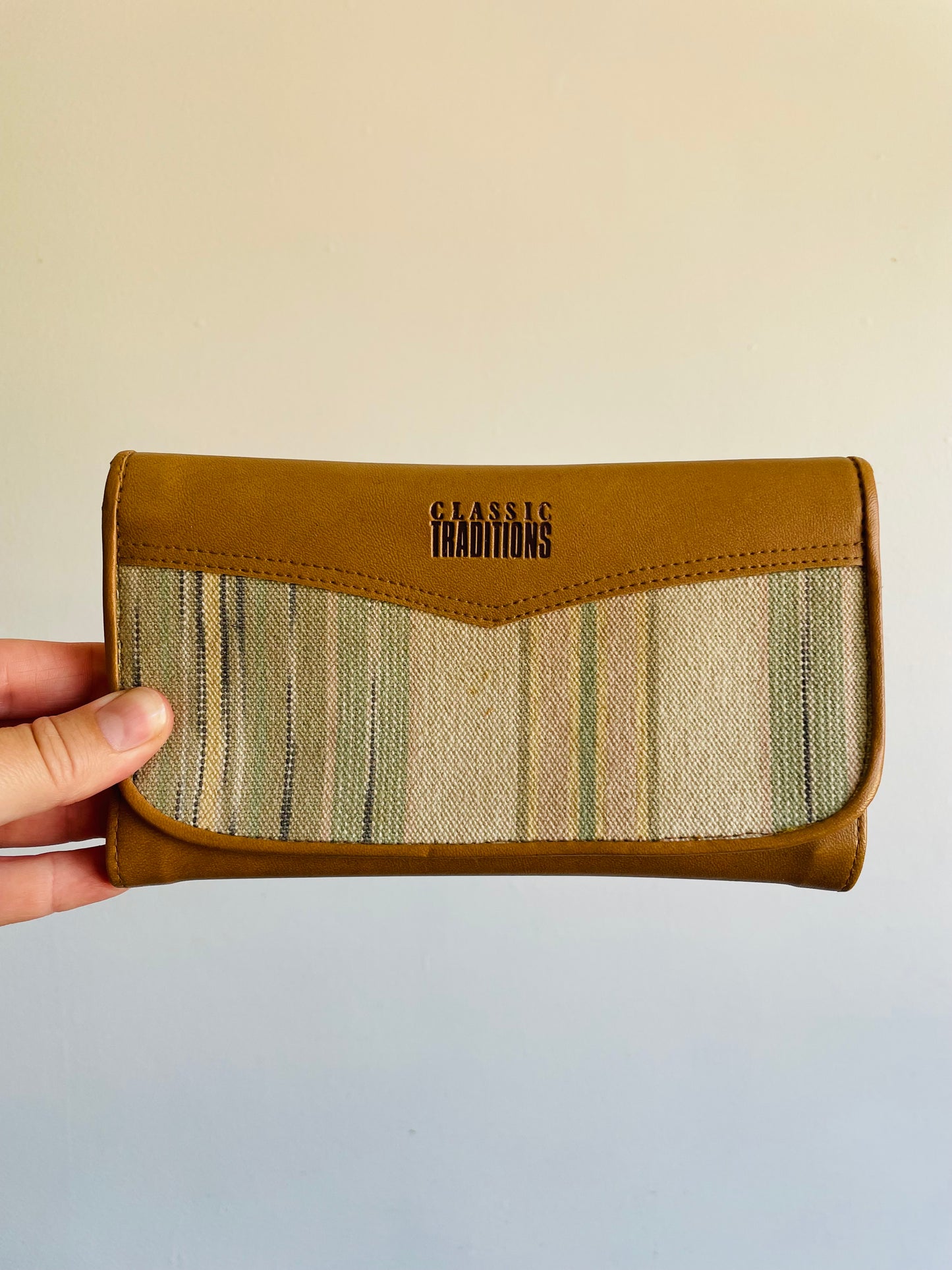 Classic Traditions Tan & Pastel Striped Wallet