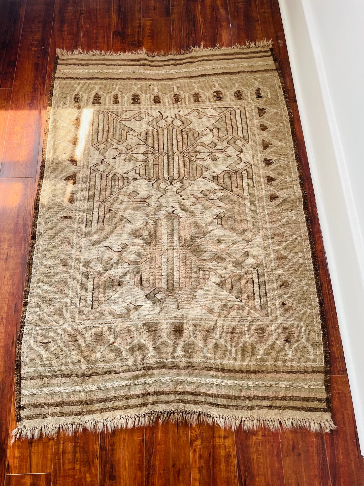 Hand Knotted Throw Rug with Beautiful Design