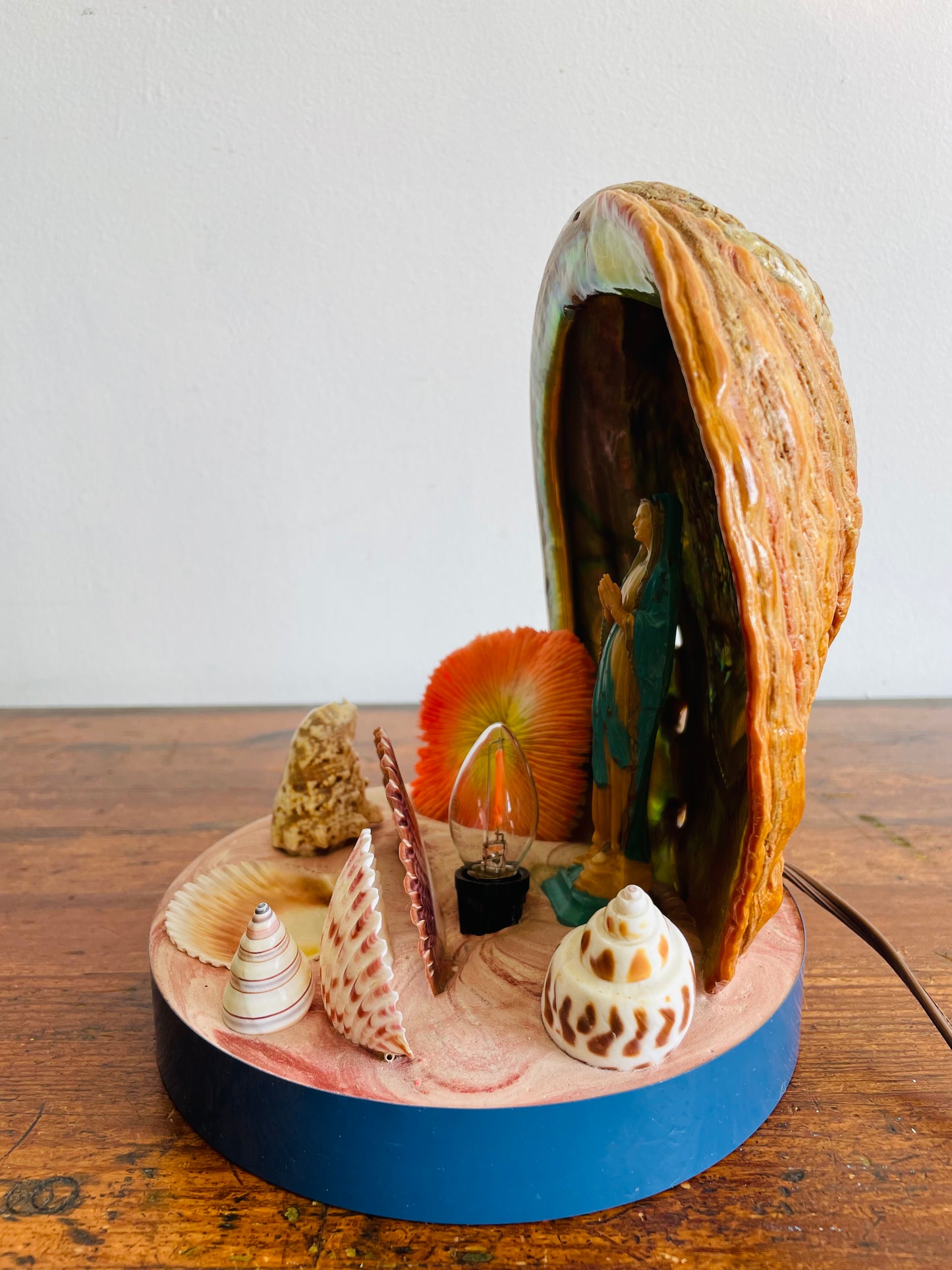 Kitschy & Unique Mary Under The Sea Shell Lamp