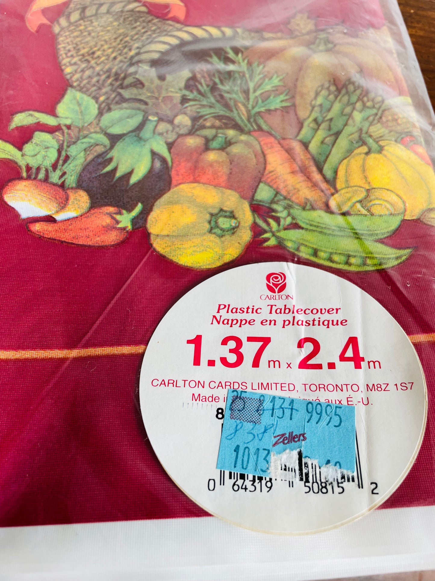 Brand New Vintage Carlton Cards Thanksgiving Plastic Tablecloth Tablecover