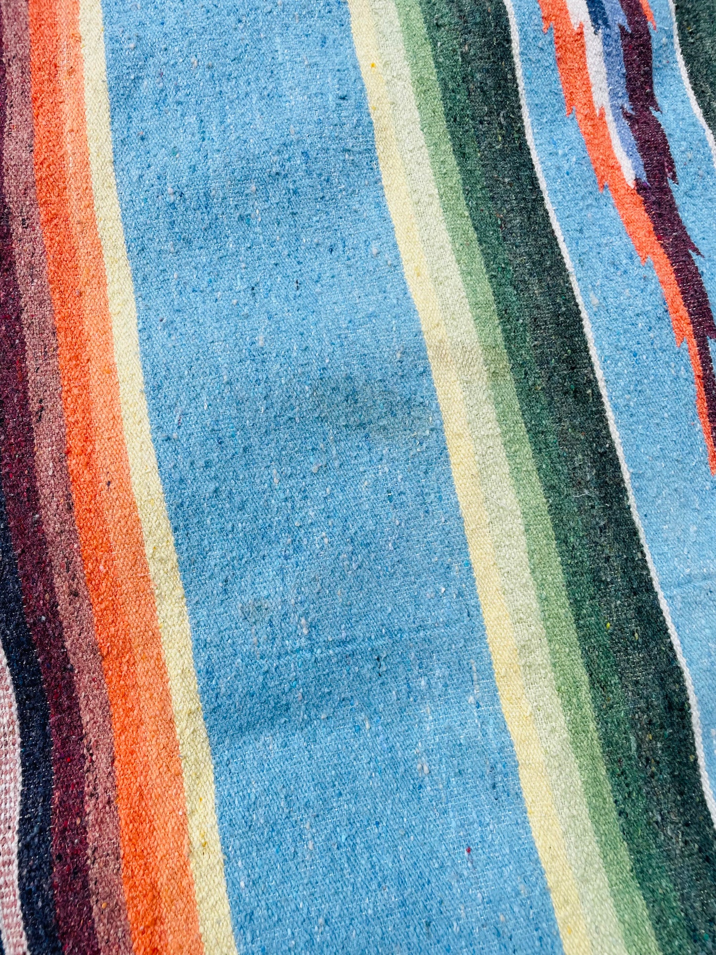 Very Large Mexican Blanket with Stripes & Aztec Pattern - AS-IS