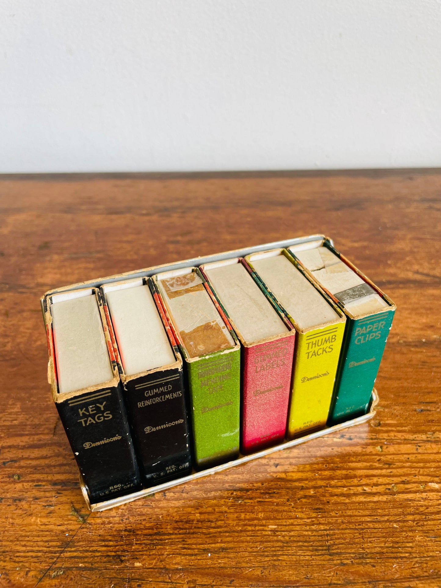 Vintage 1950s Dennison's Miniature Cardboard Bookshelf with Office Supply Book Boxes - Adorable Gift for the Bookworm!