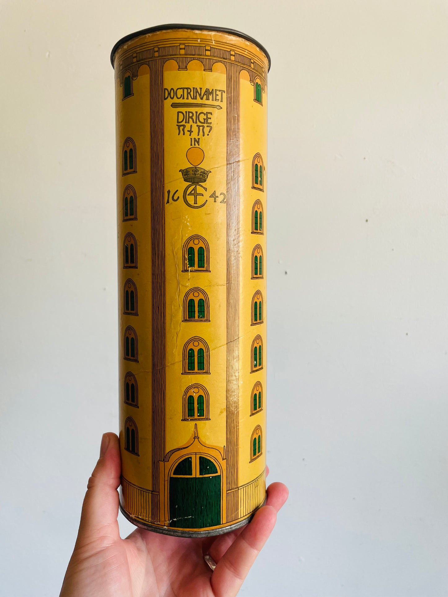 Vintage Cardboard & Metal Canister with Lid - Danish Agricultural Marketing Board Copenhagen - Made in Denmark