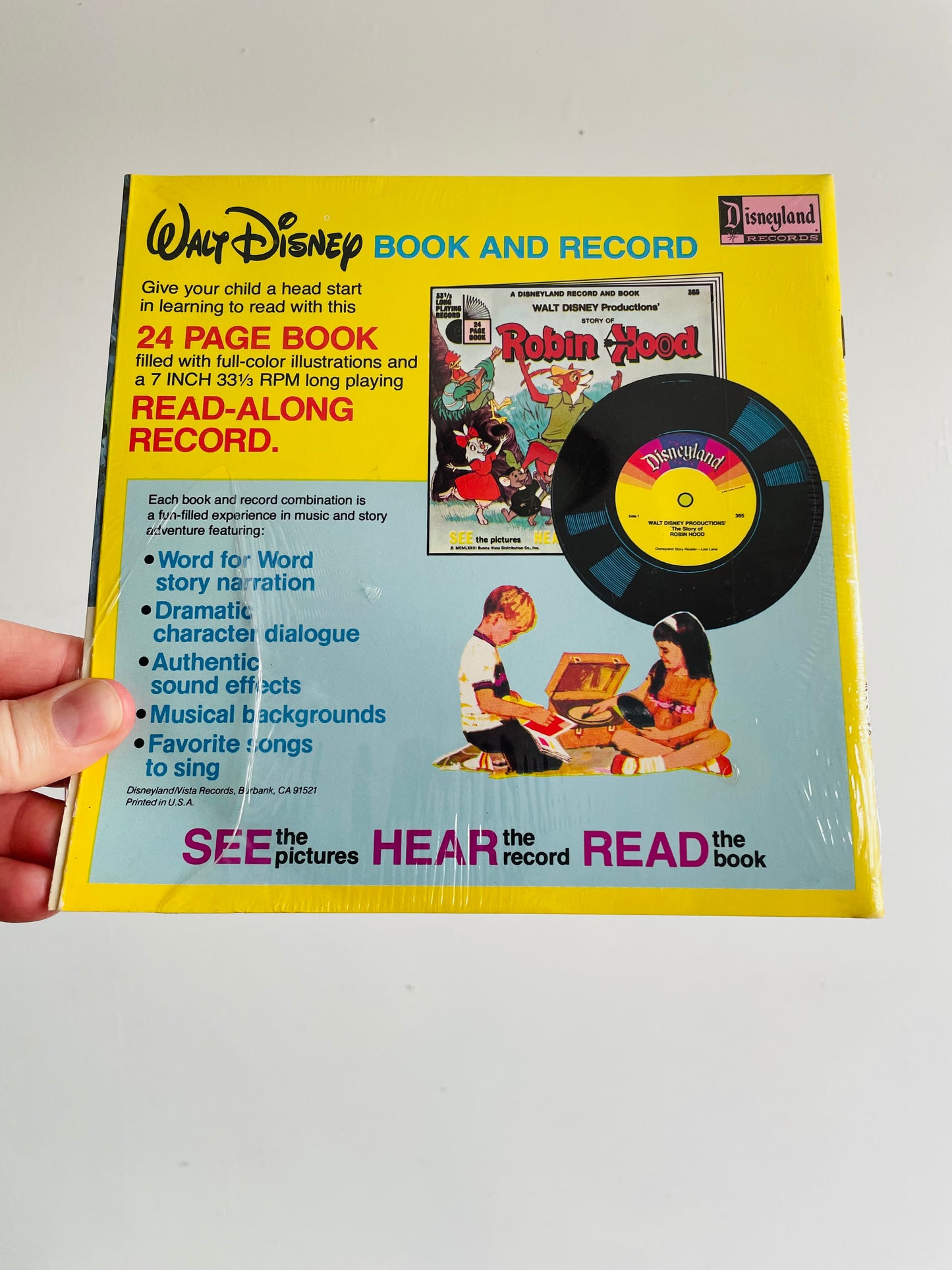 Brand New Vintage Walt Disney Productions The Fox and the Hound 24 Page Read-Along Book & 7" Record - In Original Plastic Wrap