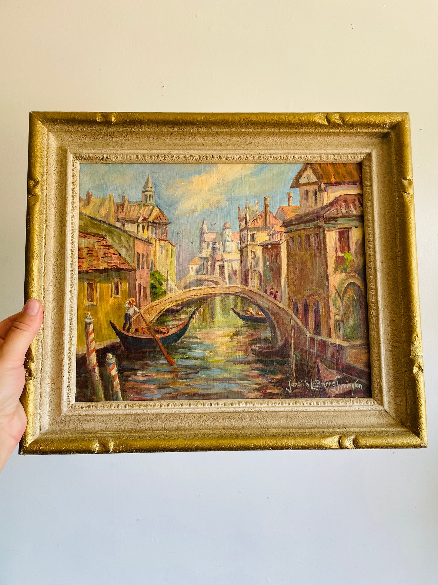 Vintage Original Art Painting Signed by Listed Hamilton Artist Juanita LeBarre Symington - "Venice 1978 Original Sketch"