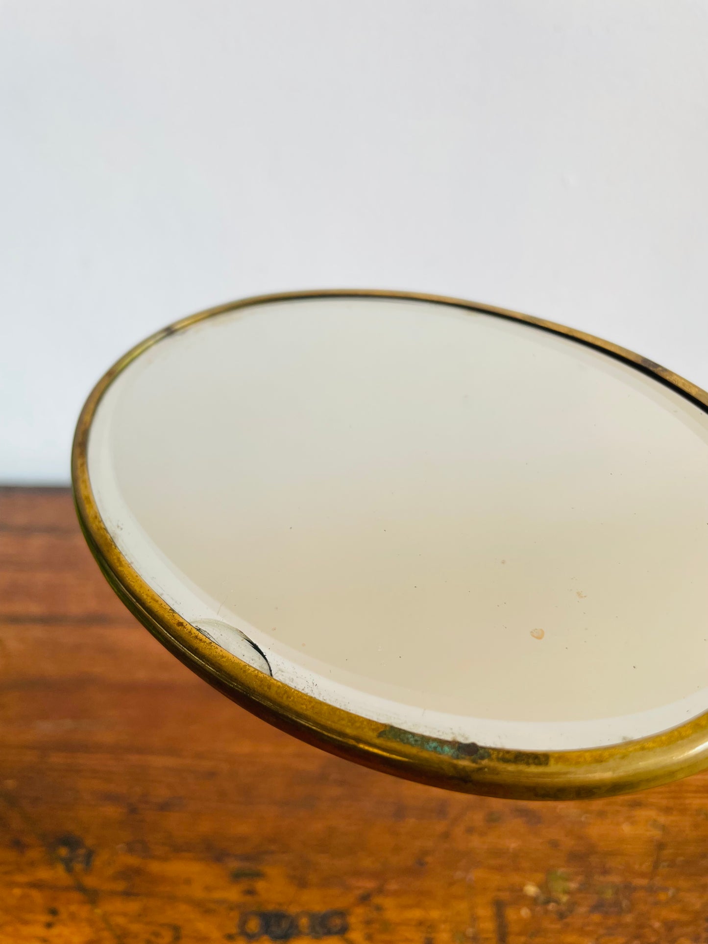 Brass Handheld Mirror with Victorian Lady in Dress
