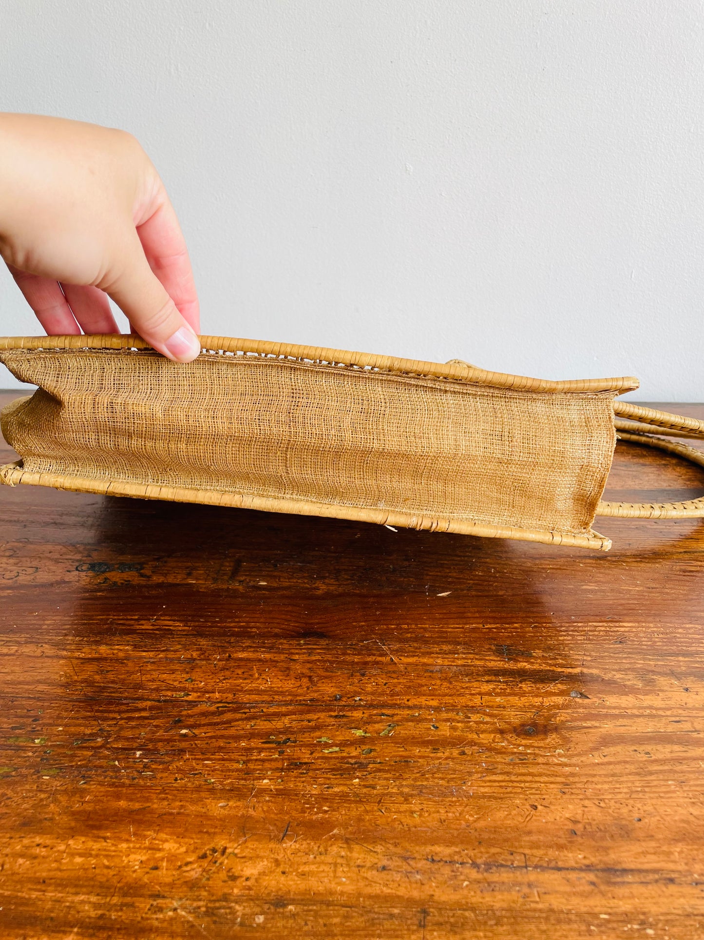 Woven Straw Rattan with Mesh Sides Purse