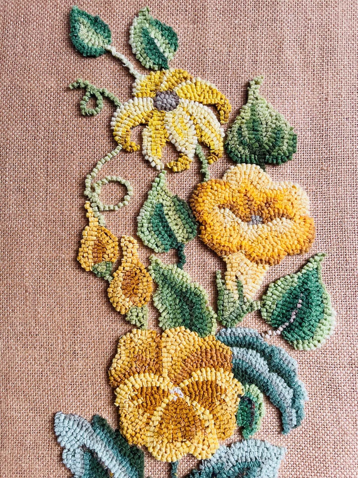 Tall Floral Rug Hook Embroidery Picture - June 19, 1979