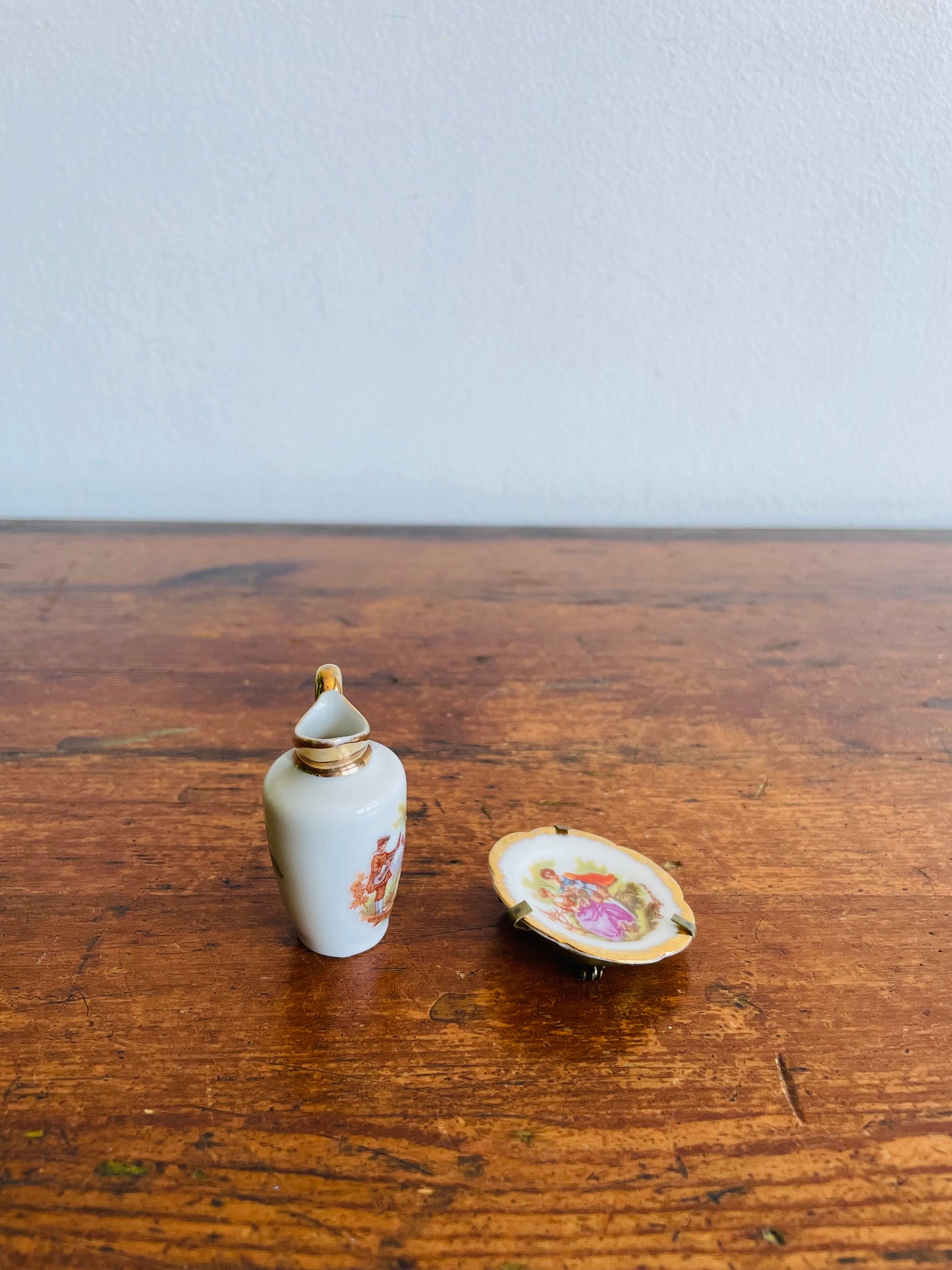 Limoges France Porcelain Dollhouse Miniatures - Pitcher & Plate