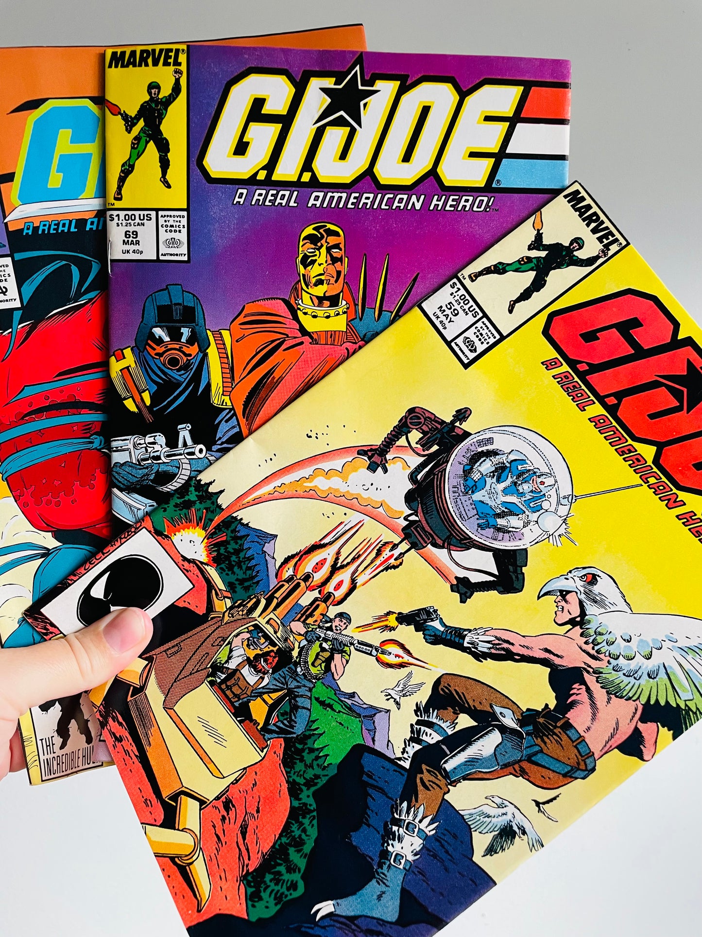 Vintage 1986, 1987, 1991 Marvel G.I. Joe Comic Book Bundle - Includes 3 Comics - Issue 59, Issue 69, Issue 122