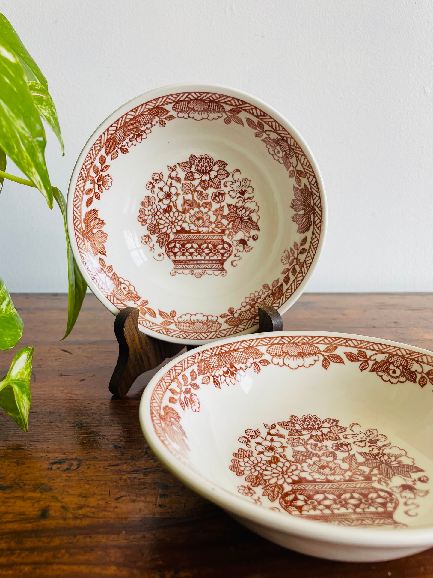 Broadhurst English Ironstone Cereal Bowls - Kathie Winkle Grosvenor Flower Pattern - Set of 2 - Found in Killarney, Ireland