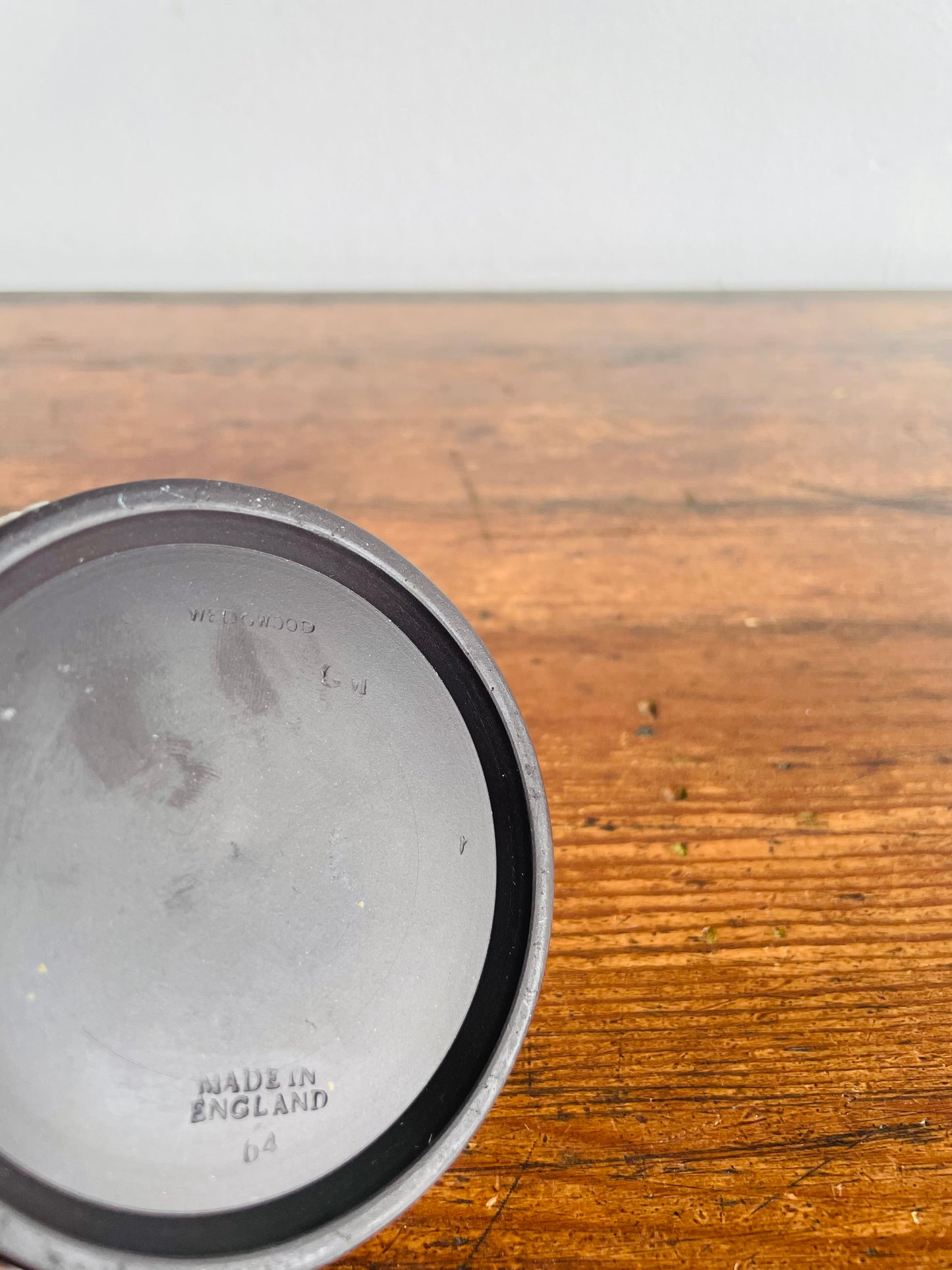 Black Jasperware Wedgwood Round Trinket Dish with Lid - Made in England