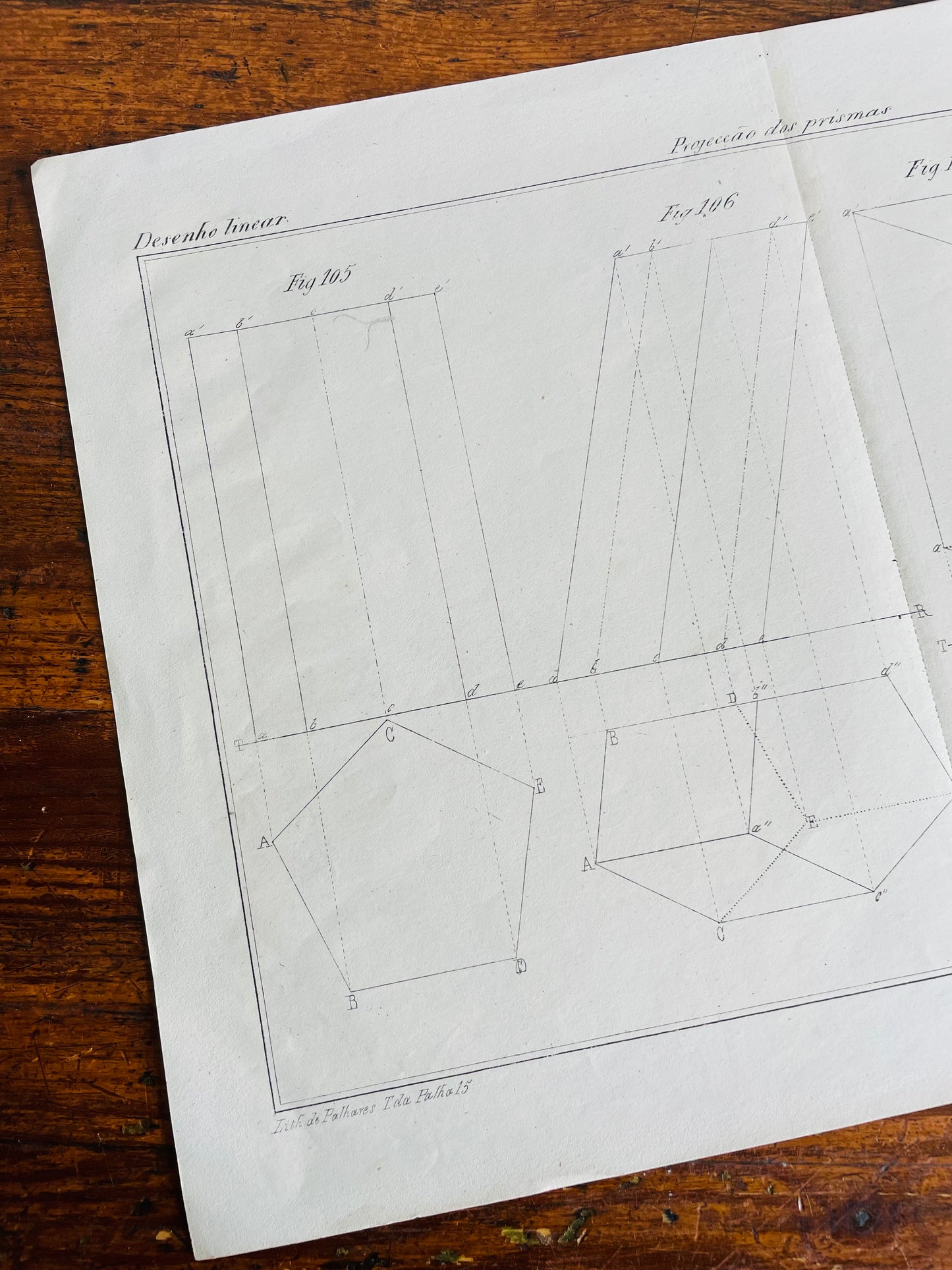 Antique Architecture Art Student Portfolio Drawing - Projection of Prisms # 2 - Found in Lisbon, Portugal