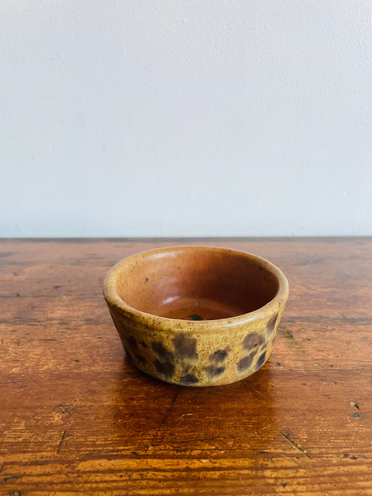 Studio Art Pottery Brown Flecked Bowl with Flower Pattern - Artist Signed