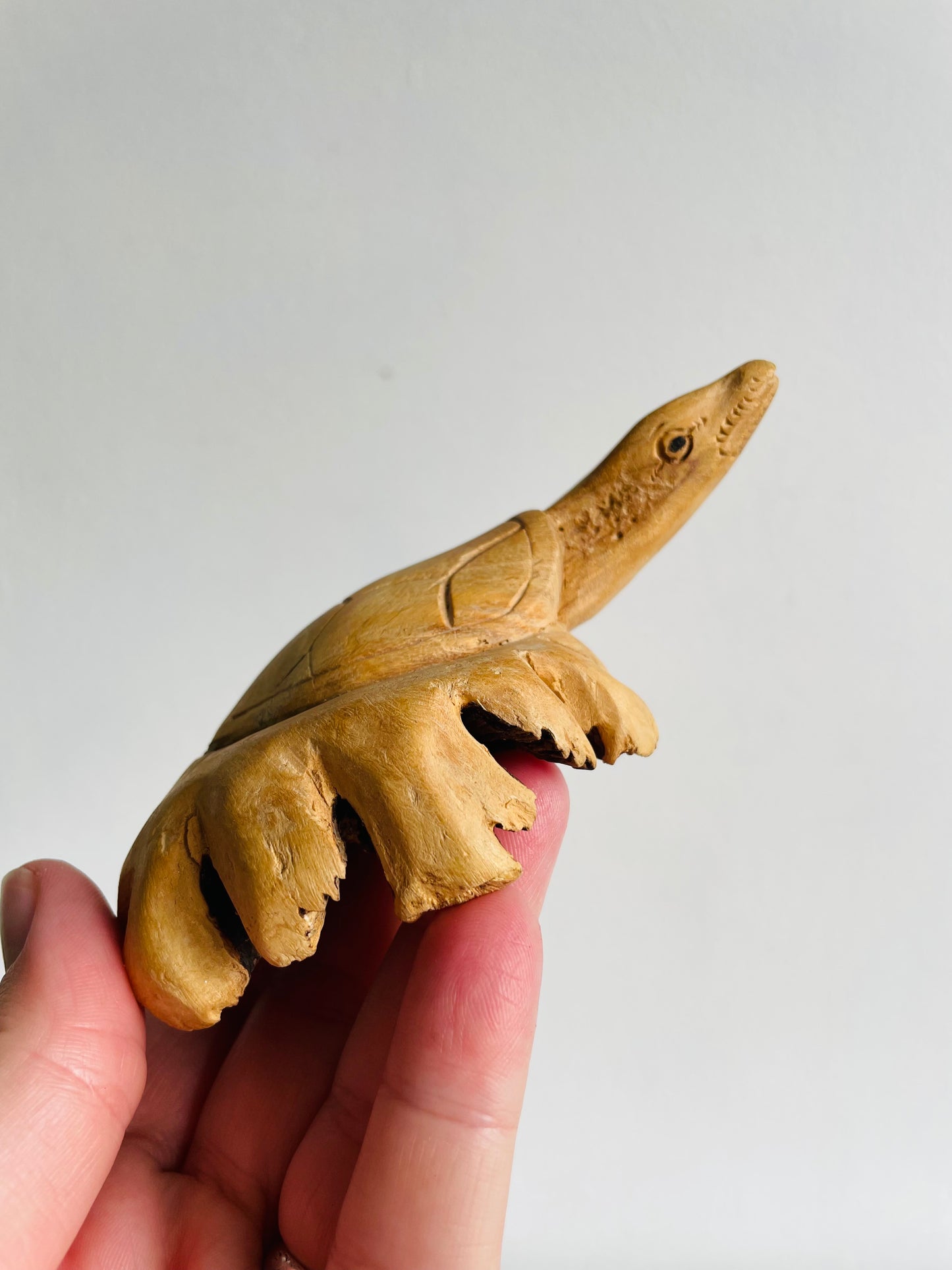 Hand Carved Wooden Turtle Sculpture Figurine