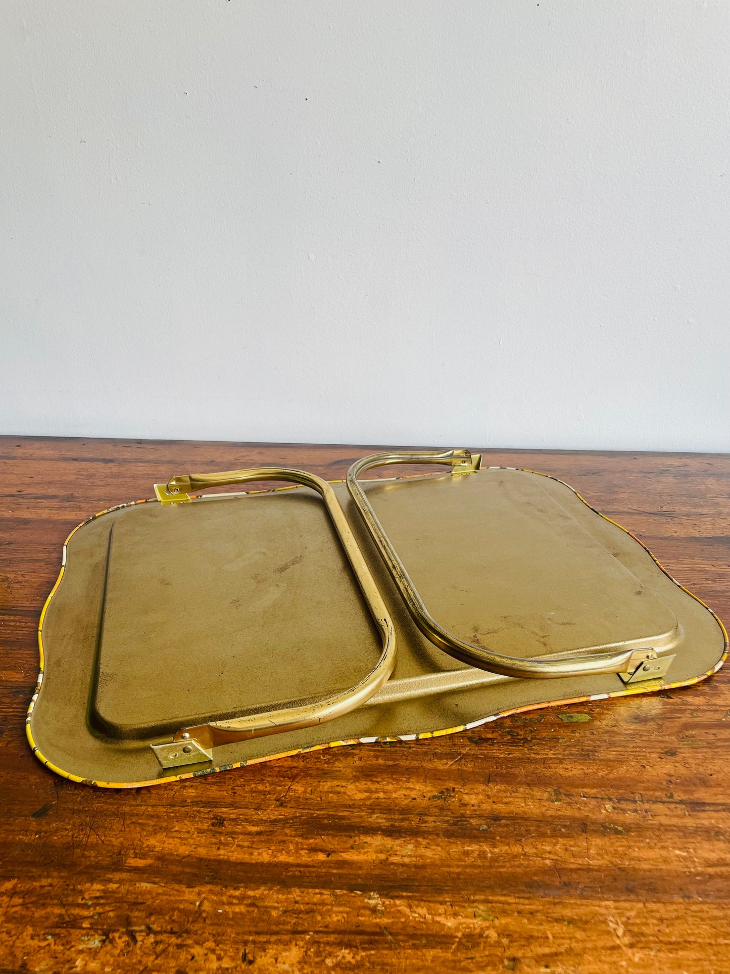 Metal Folding Lap Tray with Yellow & Orange Flower Design