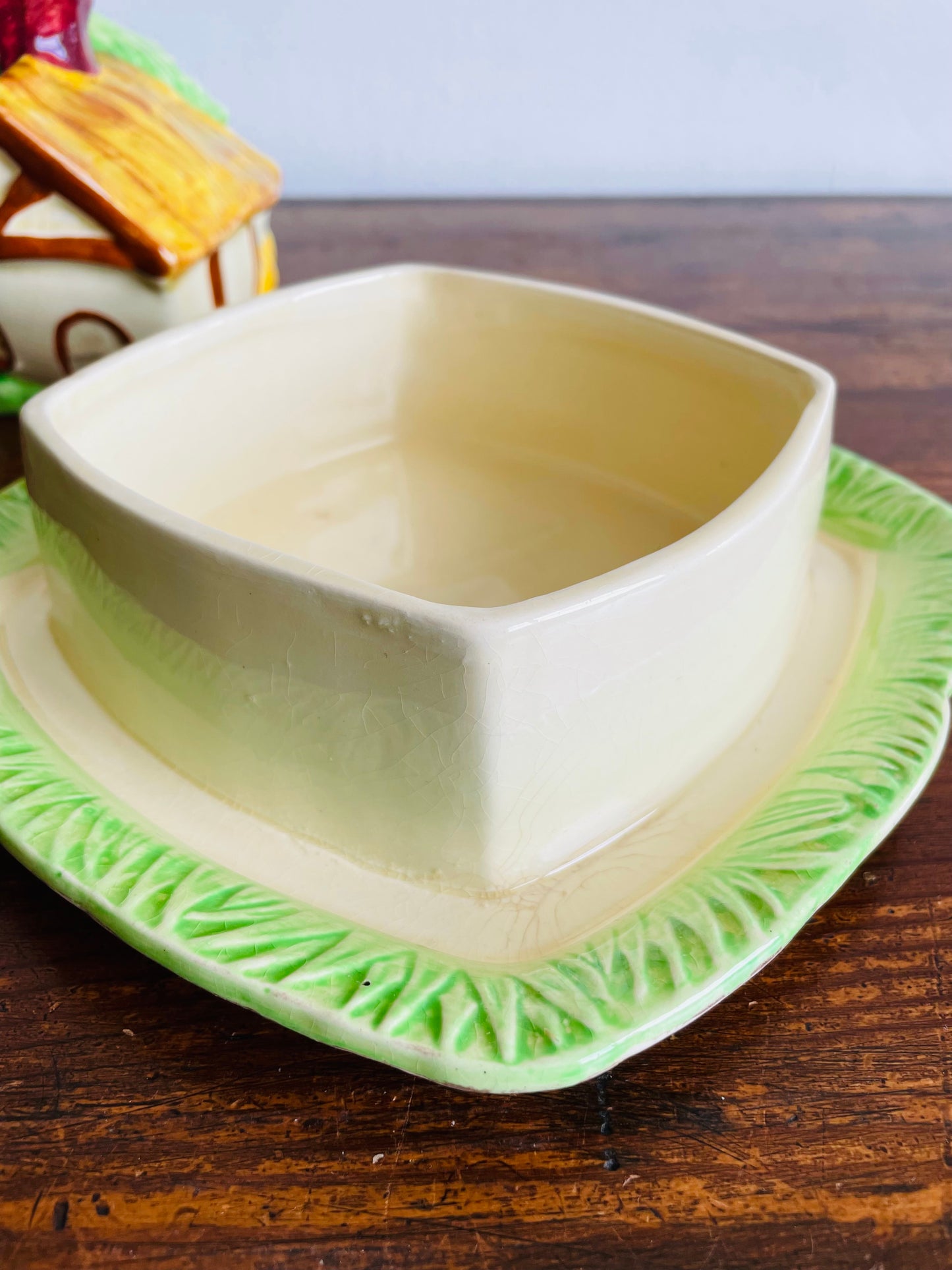 1930s Wade Heath Cottage Covered Butter Dish - Made in England