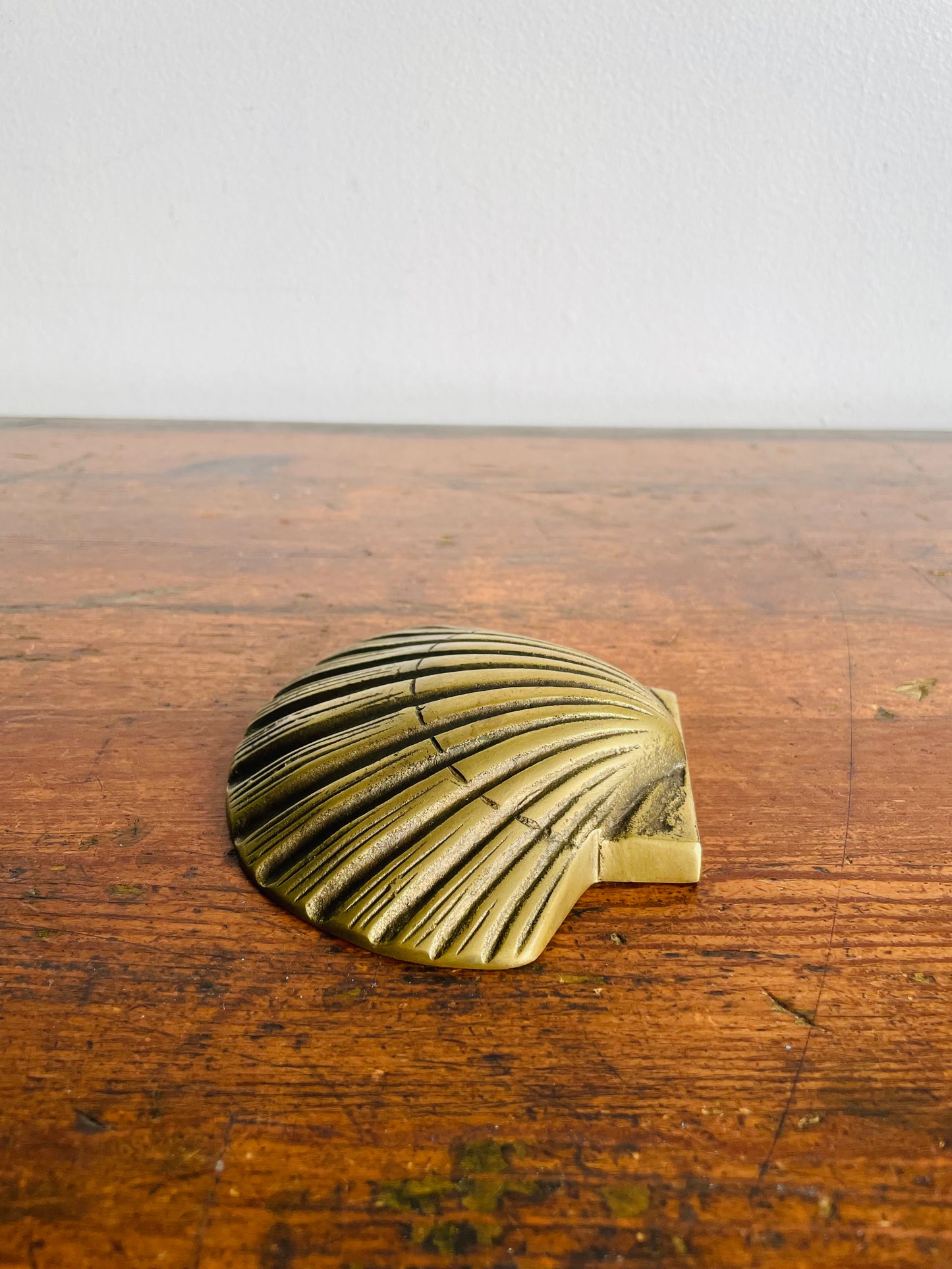 Vintage Brass Clam Shell Seashell - Pier 1 Imports - Made in Korea - Includes Screws & Ledge - Might Originally Be A Bookend?