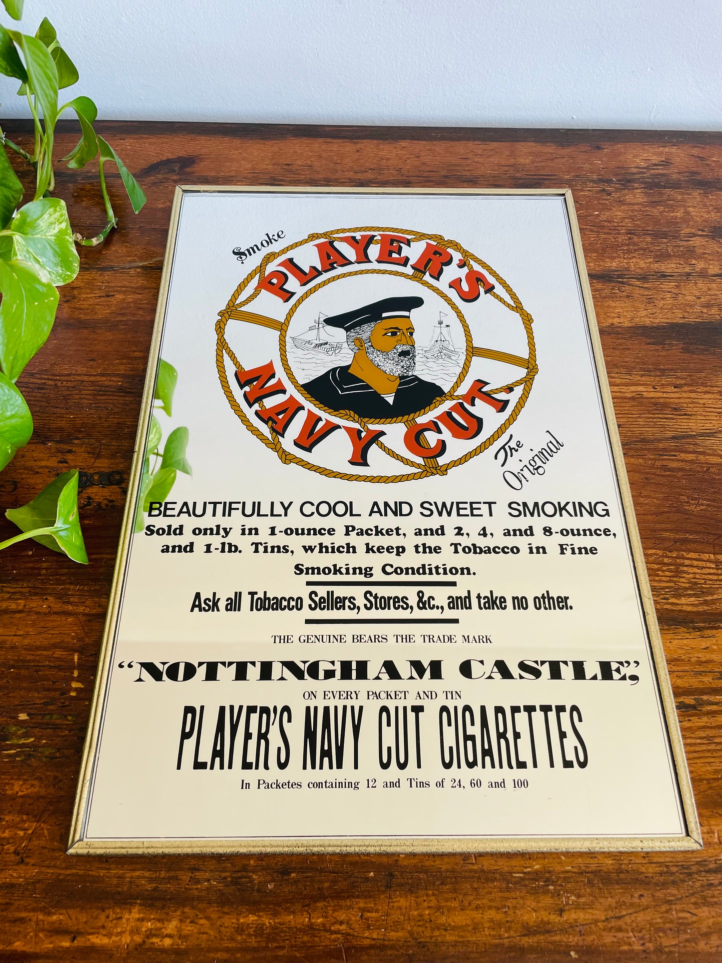 Advertising Mirror Sign - Smoke Player's Navy Cut Cigarettes - Dareco Industries Ltd. Made in Japan