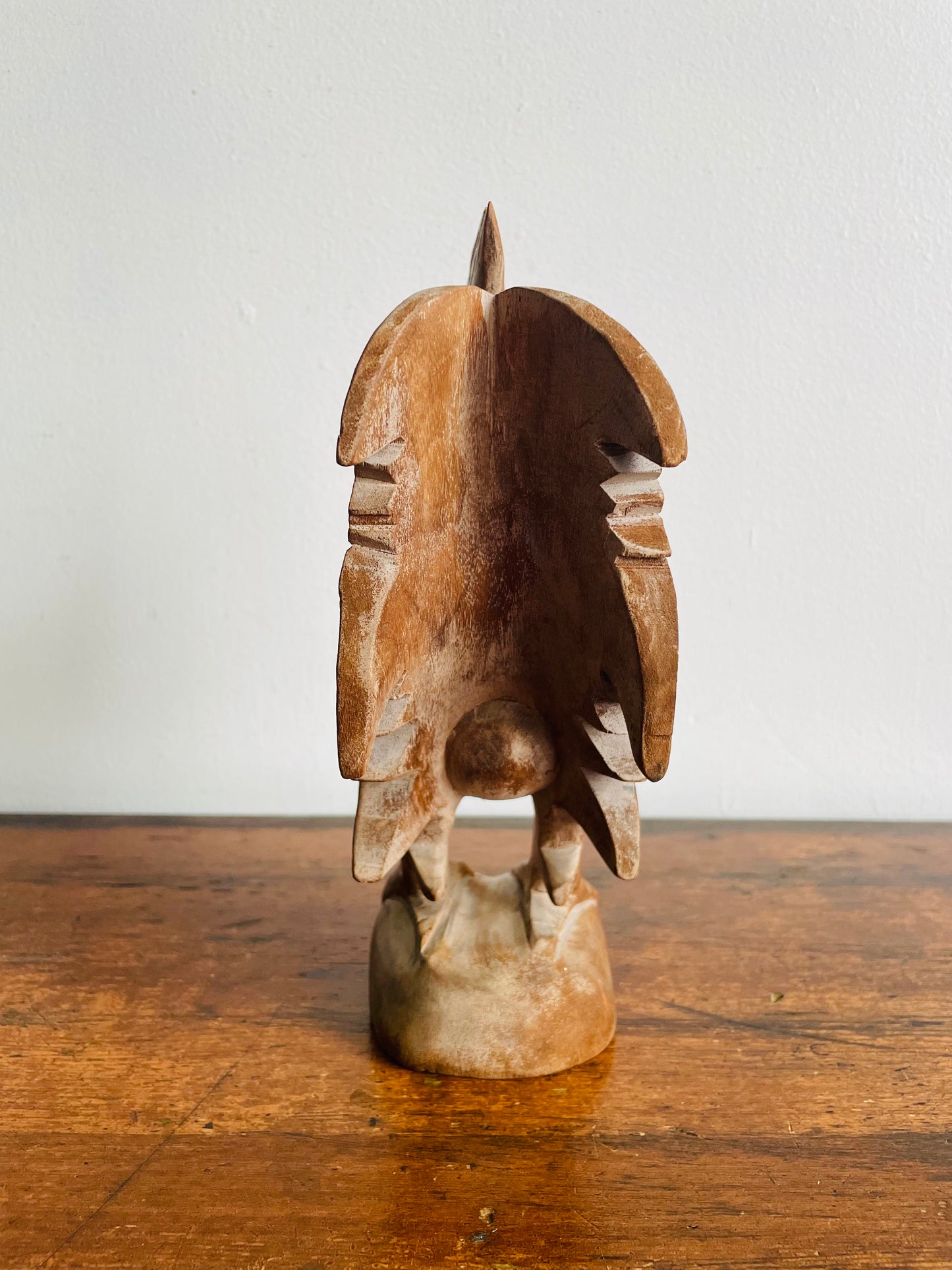 Hand Carved Wood Folk Art Rooster Statue