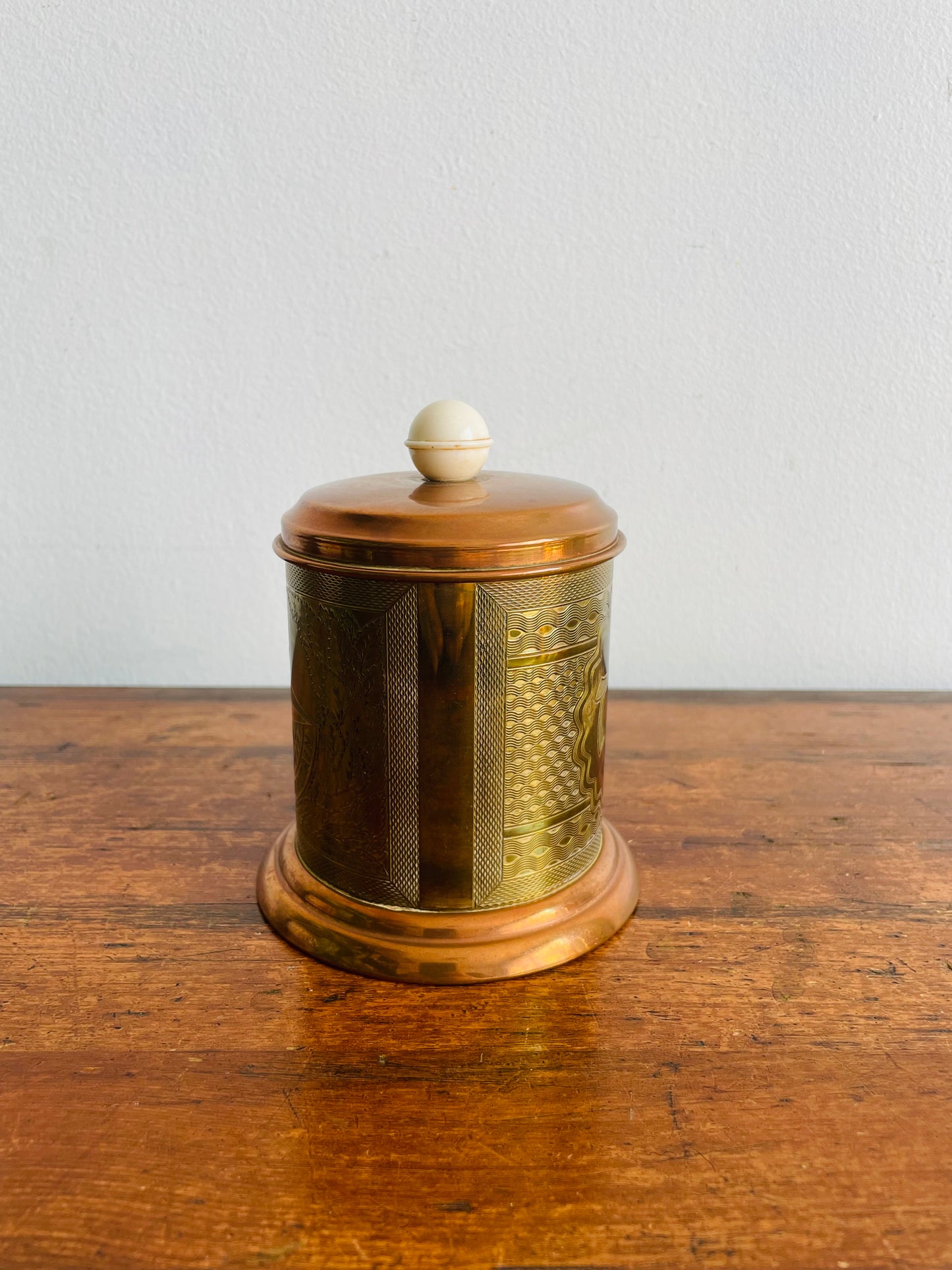 1951 Copper & Brass Tea Canister Jar - Festival of Britain