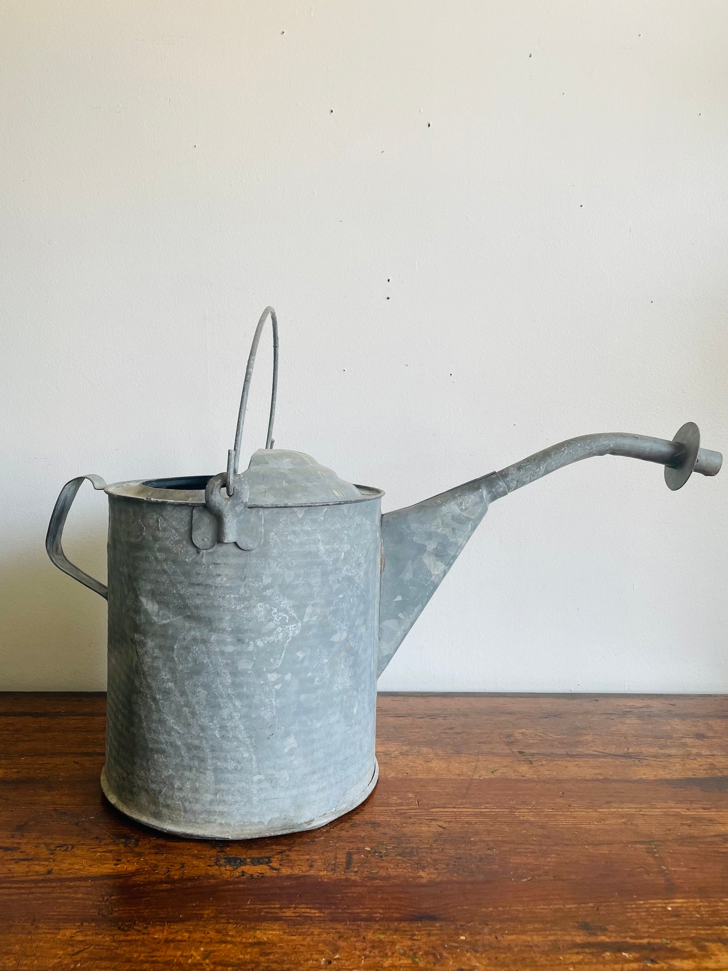 Vintage Large Zinc Galvanized Metal Watering Can with Pour Spout- Outdoor Use & Rustic Garden Decor - Tested & Holds Water