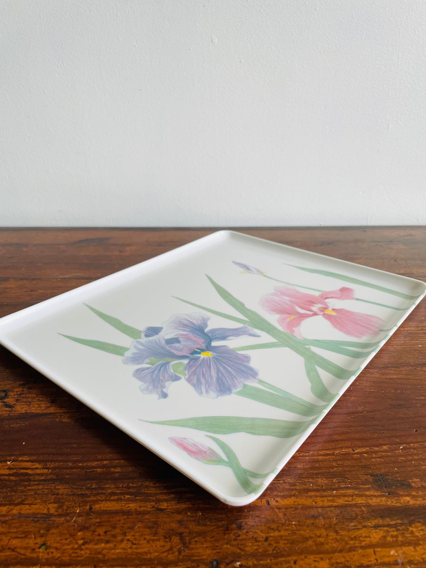 Mebel Melamine Serving or Decorative Tray with Purple & Pink Iris Flowers - Made in Italy