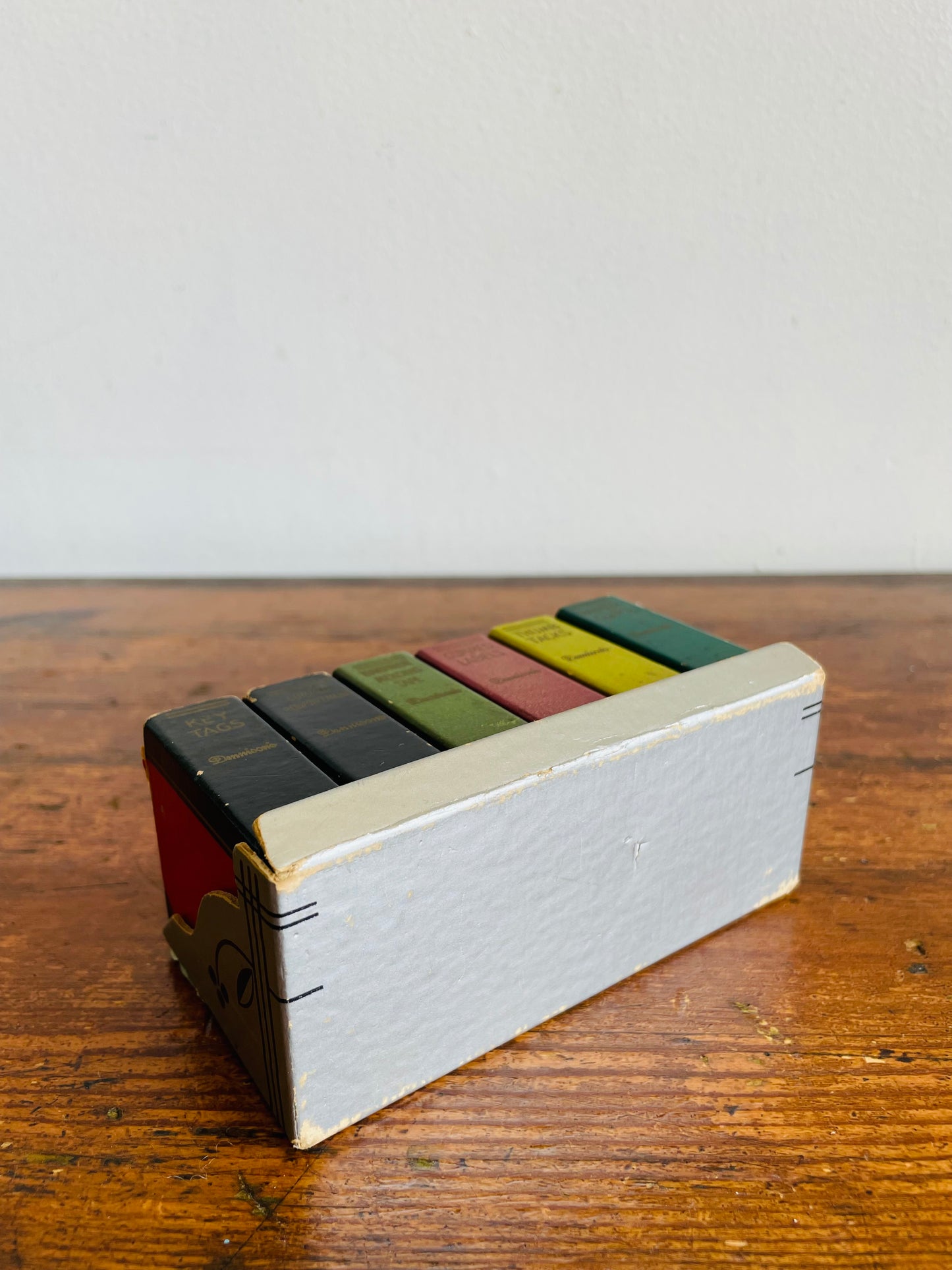 Vintage 1950s Dennison's Miniature Cardboard Bookshelf with Office Supply Book Boxes - Adorable Gift for the Bookworm!