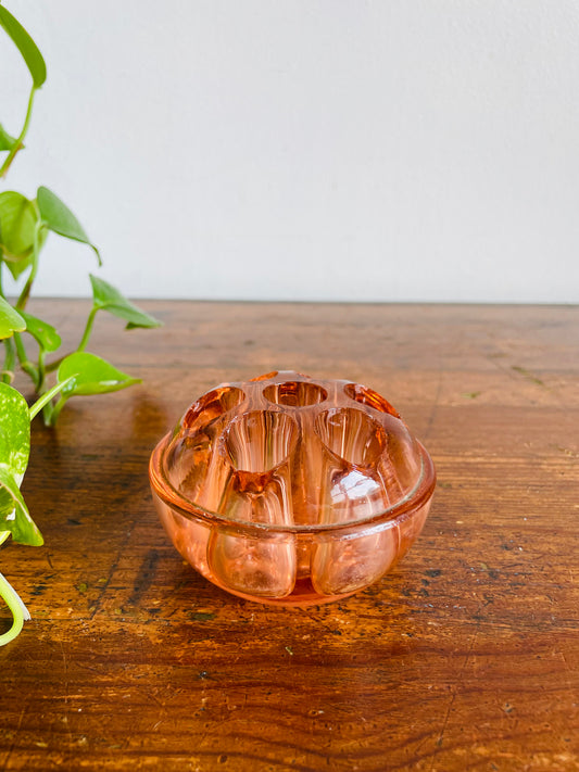 Pink Glass Flower Frog - Also Great for Pens, Makeup Brushes, Etc.