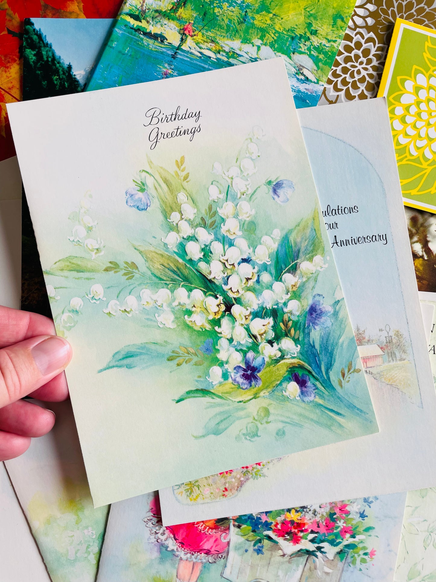 Vintage Box of Unused Assorted Greeting Cards for All Occasions - Set of 34 with Envelopes