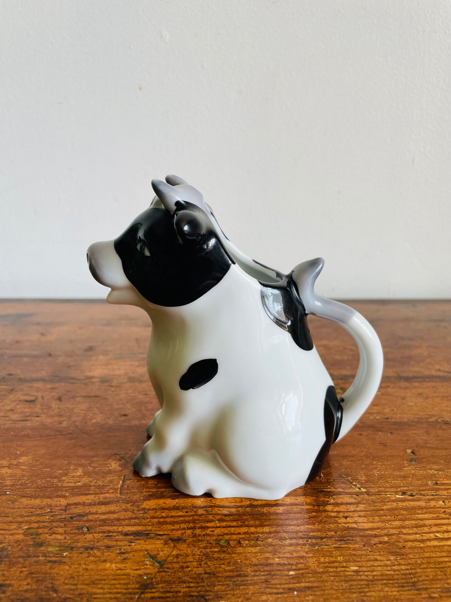 Vintage Fun Novelty Black & White Cow Creamer Milk Pitcher Jug