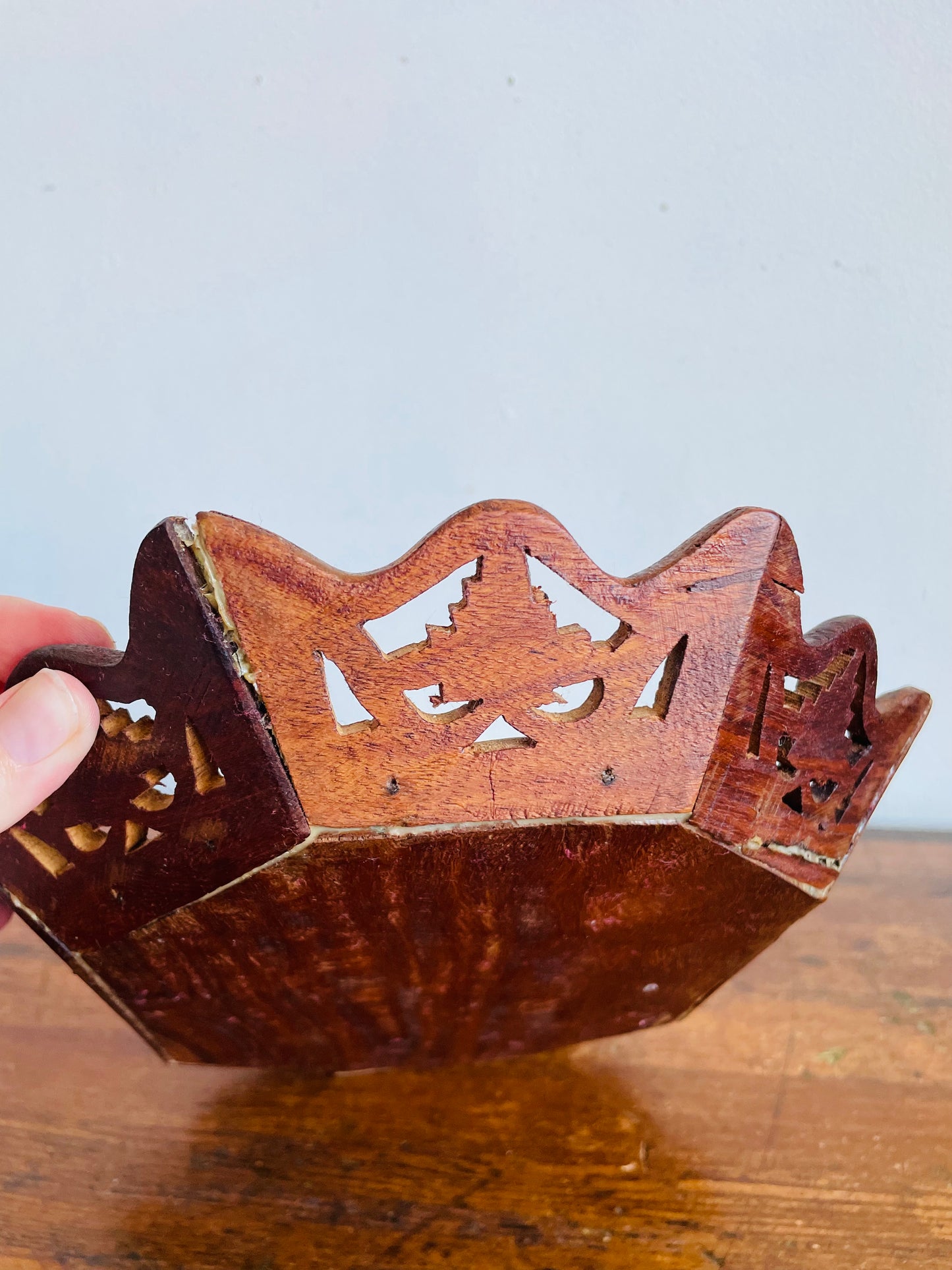 Vintage Carved Indian Rosewood Tray Dish with Inlay Design - Vanity, Bathroom, Jewellery, Candle, Etc.