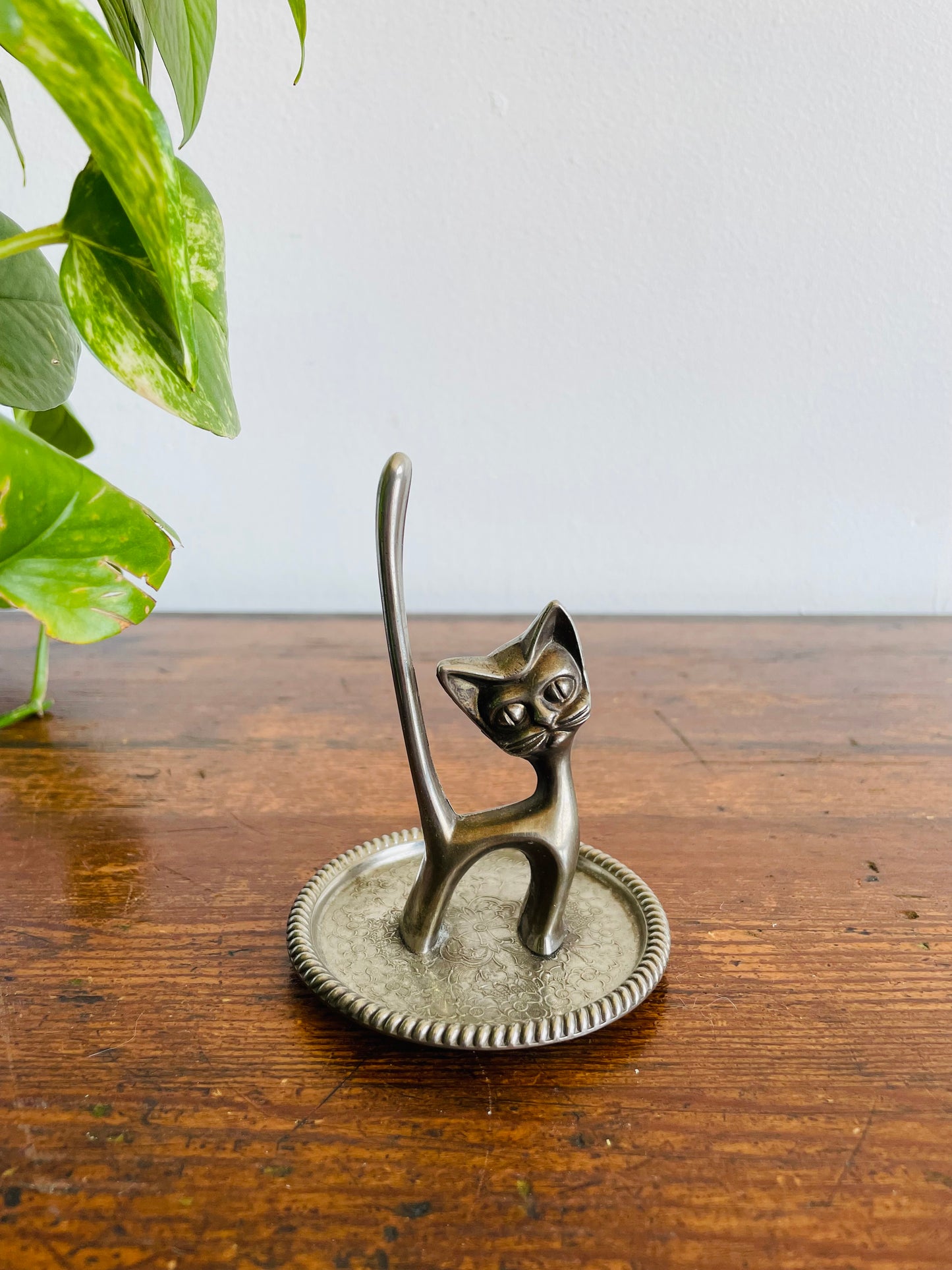 Seba Silver Plated Cat Ring Holder & Jewellery Dish - Made in England