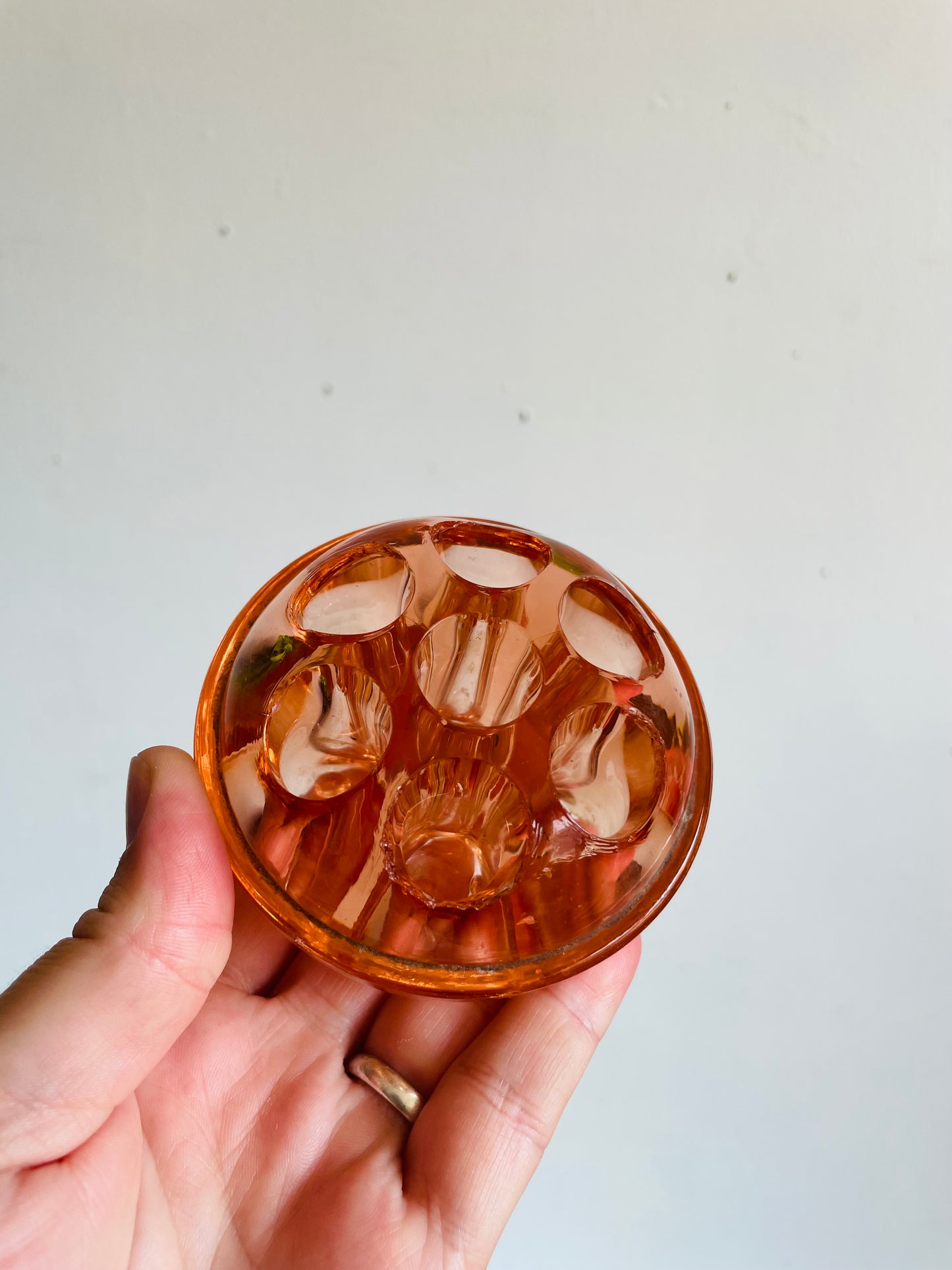 Pink Glass Flower Frog - Also Great for Pens, Makeup Brushes, Etc.