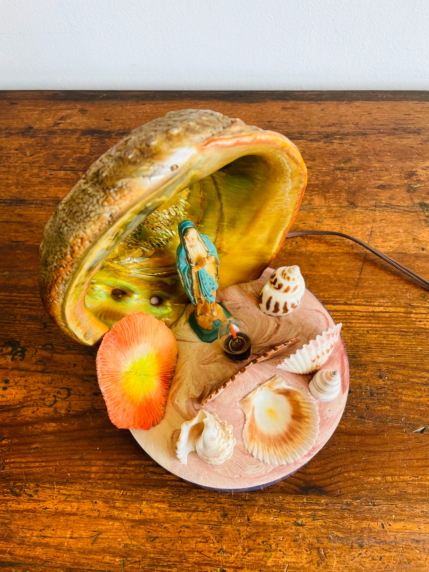 Kitschy & Unique Mary Under The Sea Shell Lamp