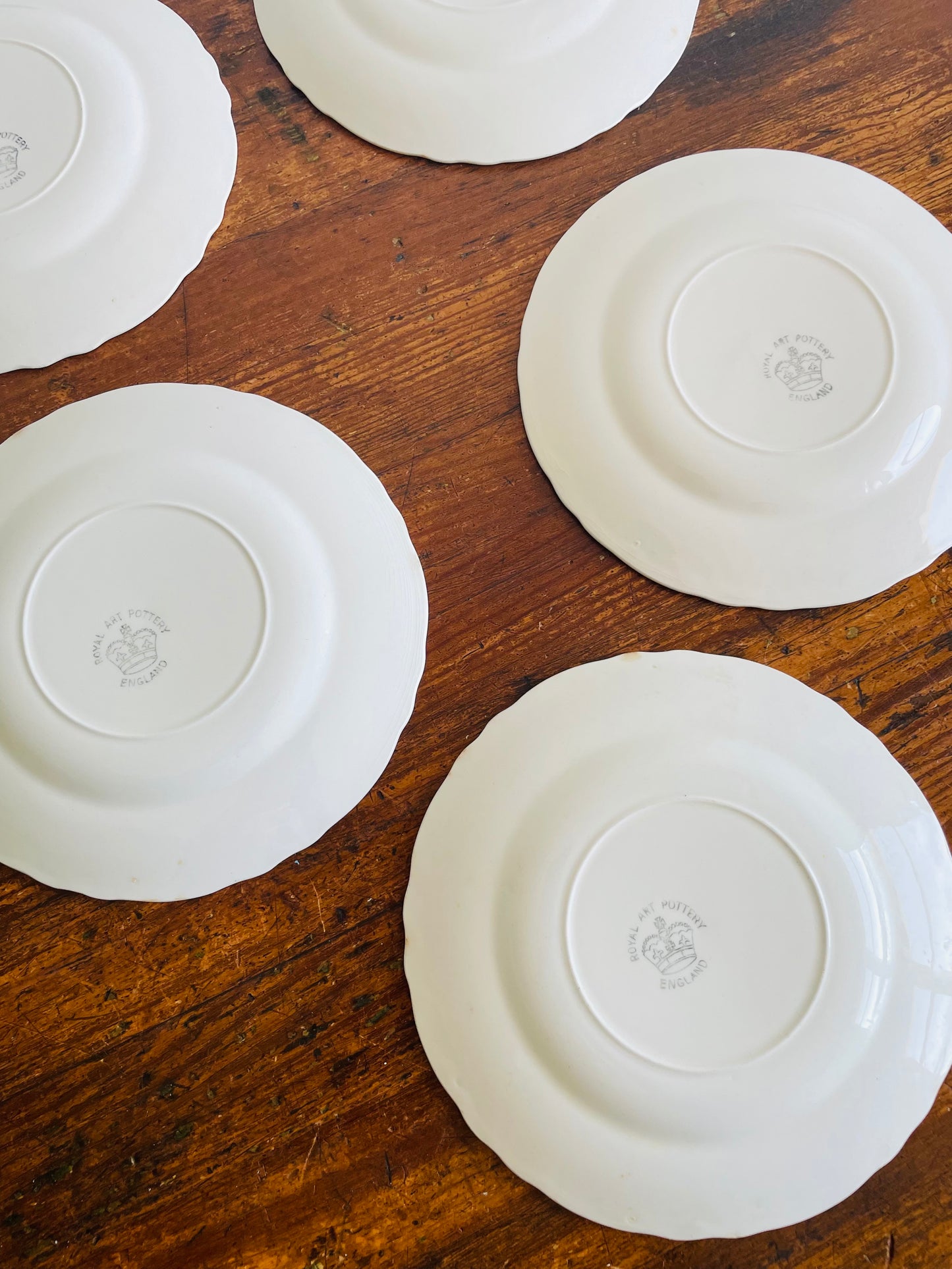 White Royal Art Pottery English Ironstone 7" Side Dish Plates - Set of 5