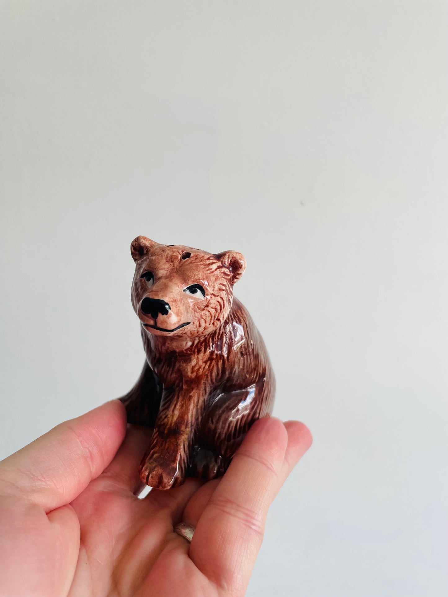 Giftcraft Taiwan Ceramic Brown Bear Salt & Pepper Shakers - Set of 2