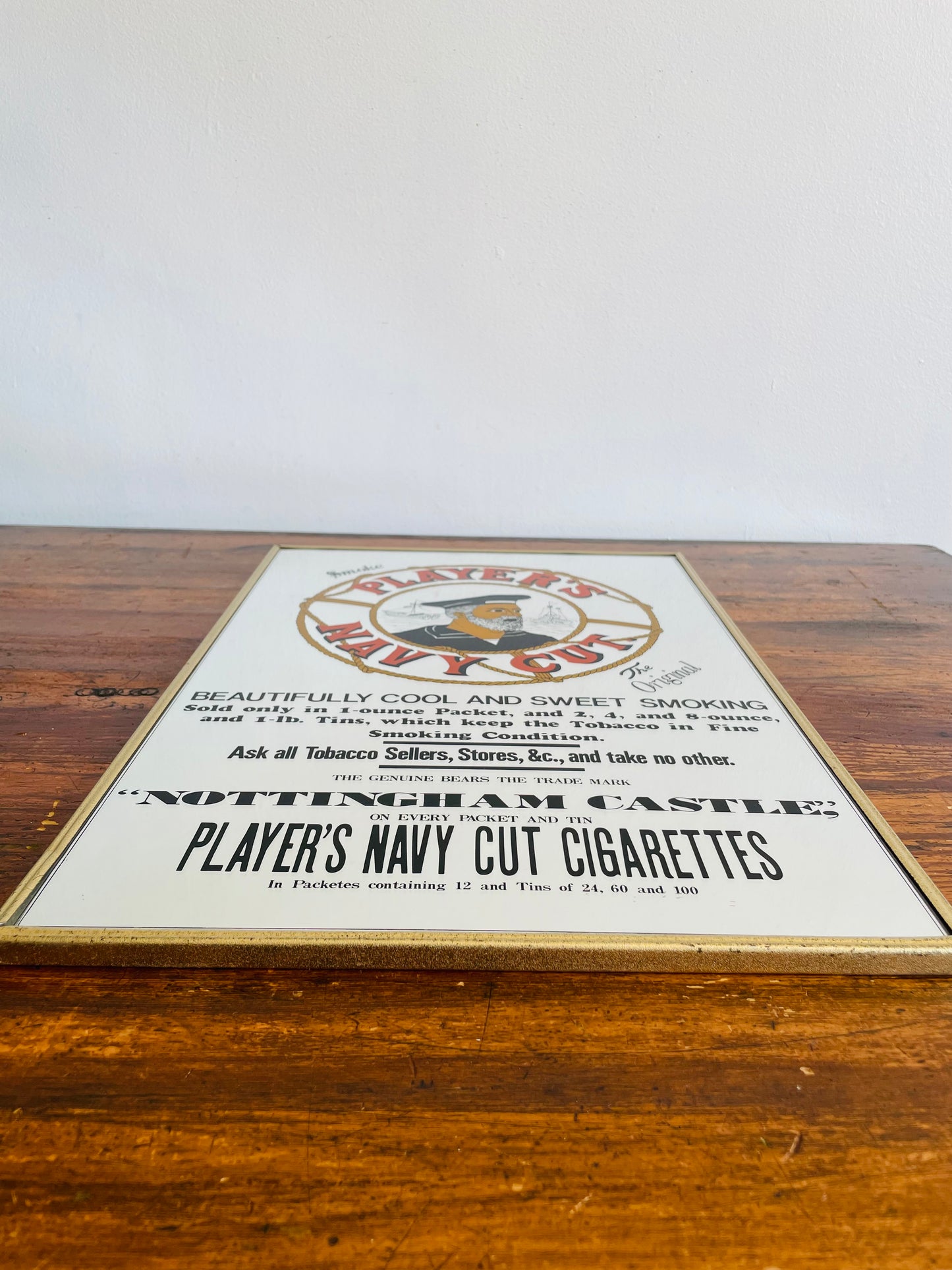 Advertising Mirror Sign - Smoke Player's Navy Cut Cigarettes - Dareco Industries Ltd. Made in Japan